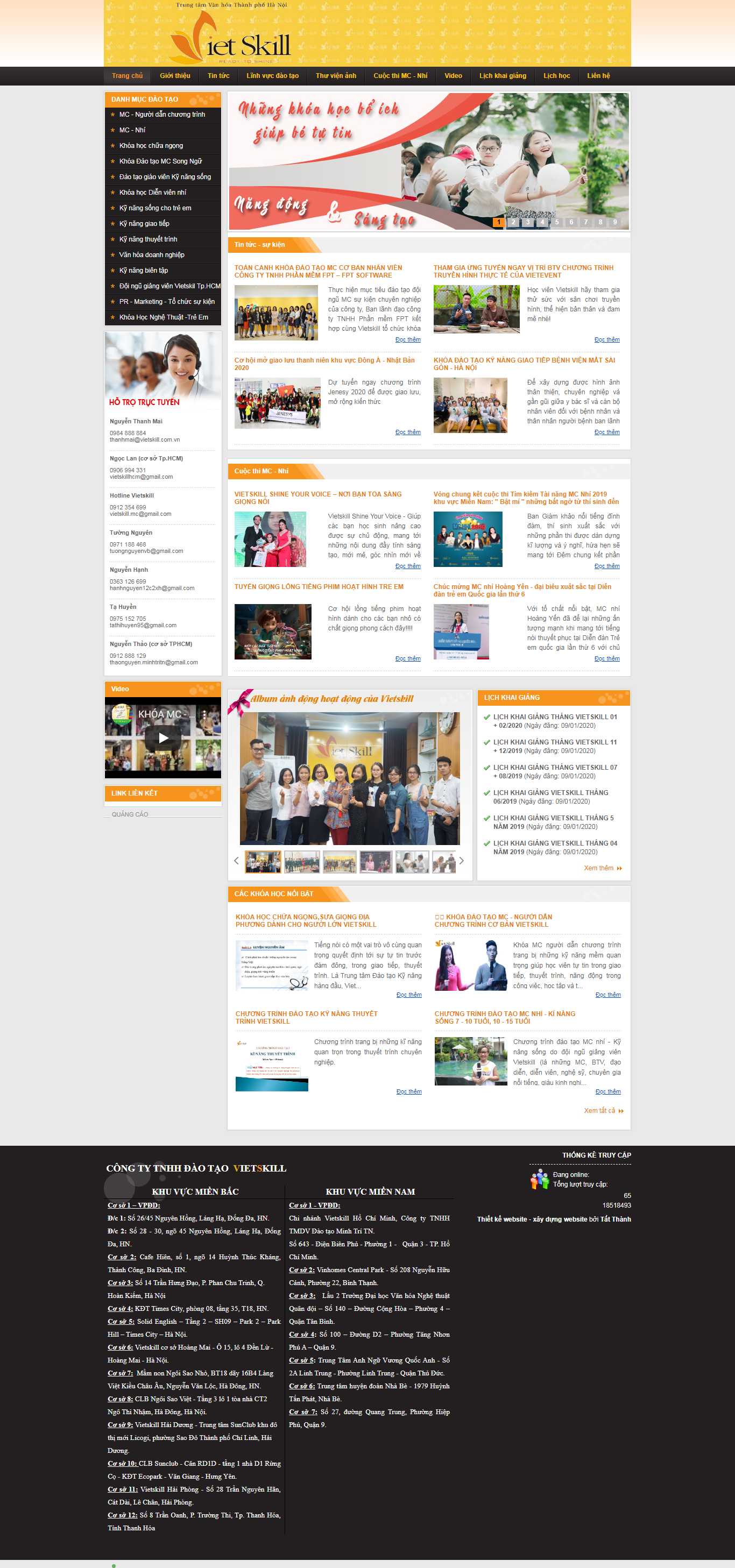 Thiết kế trang Web trung tâm đào tạo - vietskill.com.vn