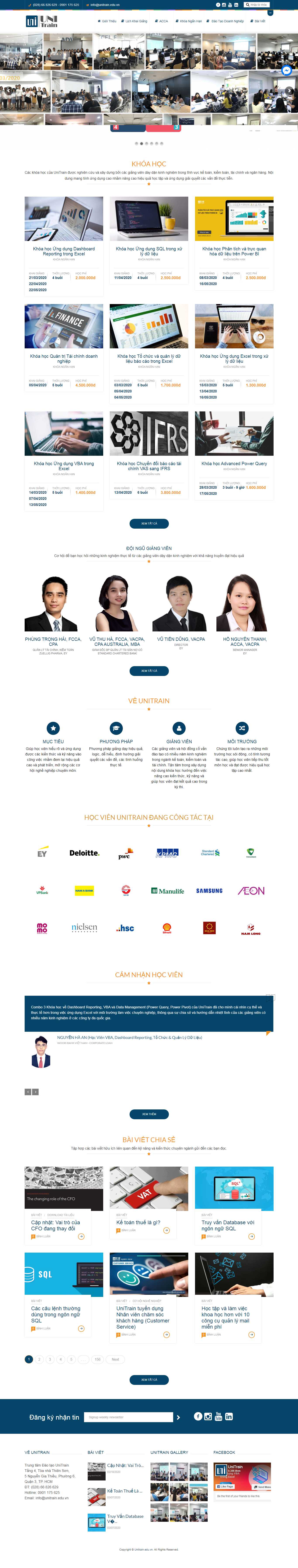 Thiết kế trang Web trung tâm đào tạo - unitrain.edu.vn