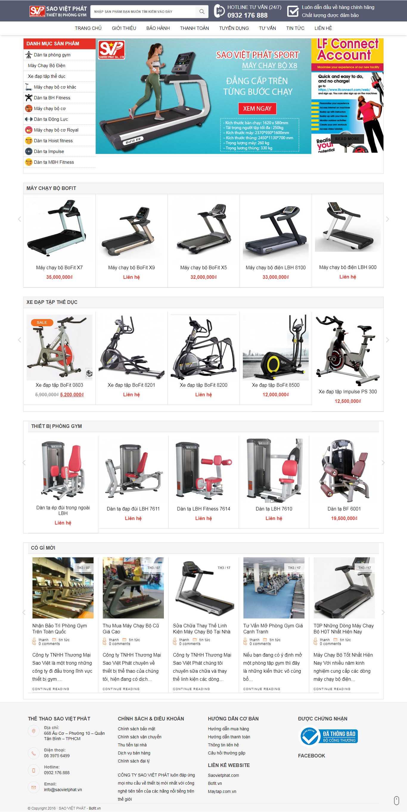 Thiết kế trang Web thiết bị gym - bofit.vn