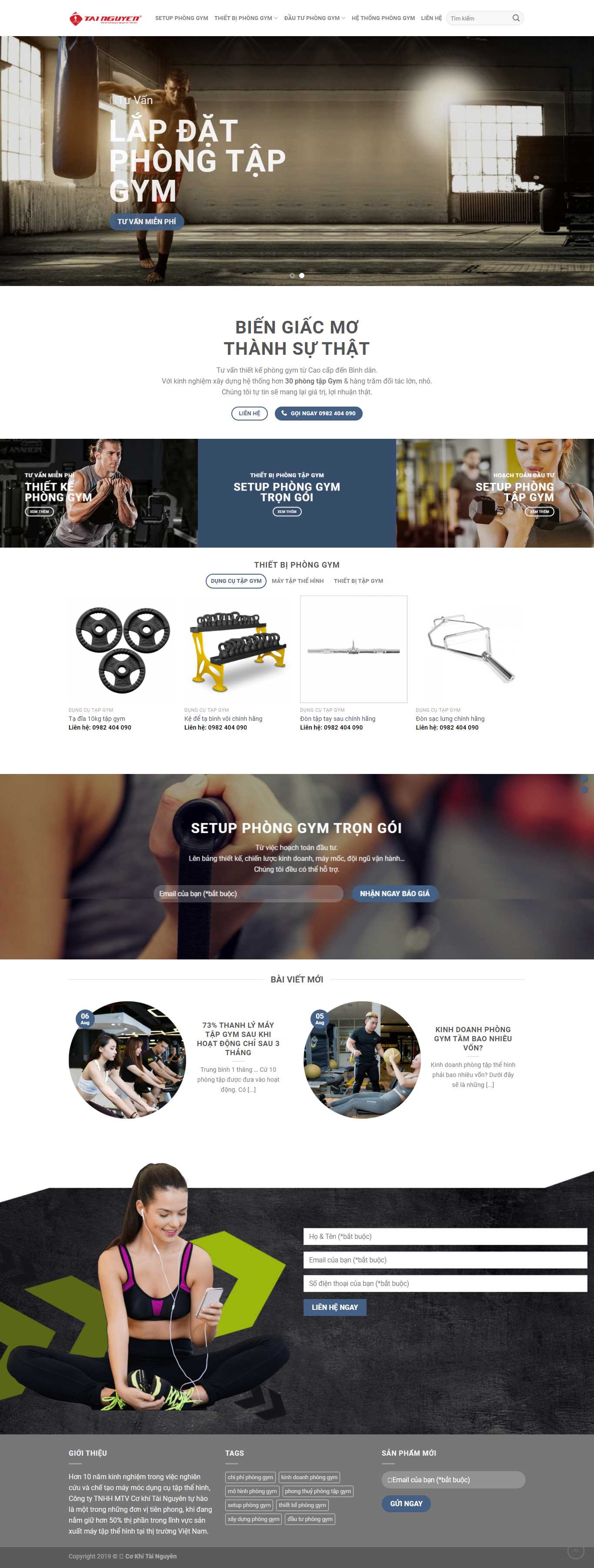 Thiết kế trang Web thiết bị gym - tainguyengym.vn