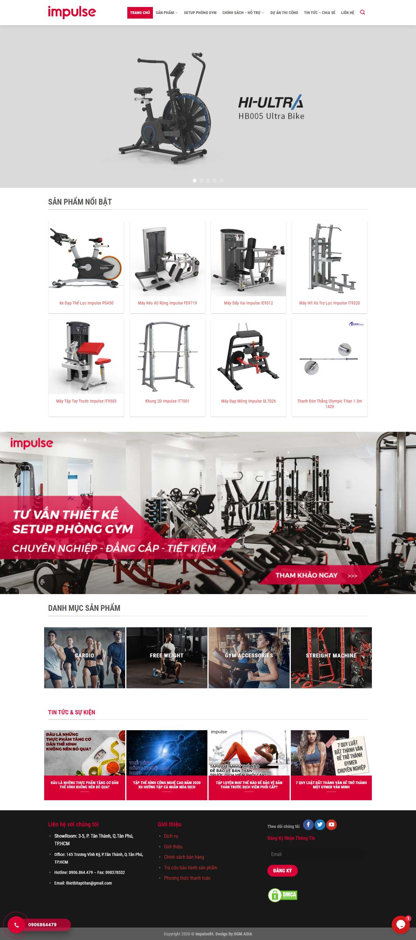 Thiết kế trang Web thiết bị gym - impulsefit.vn