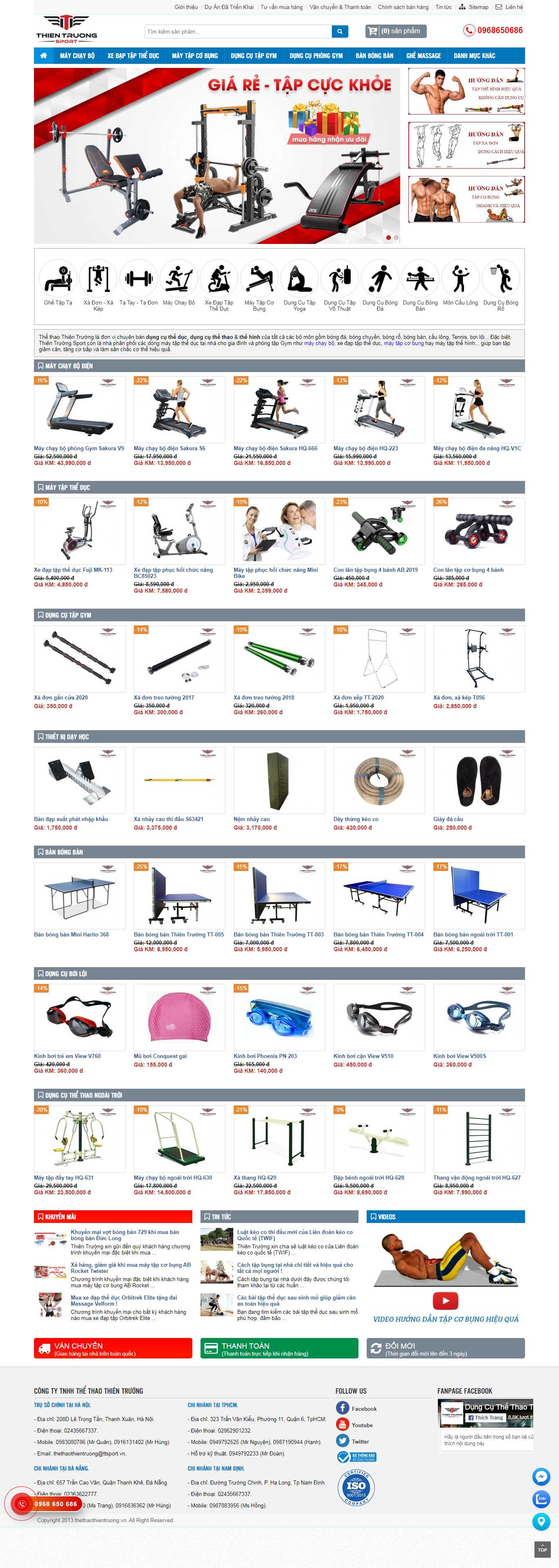 Thiết kế trang Web thiết bị gym - www.thethaothientruong.vn