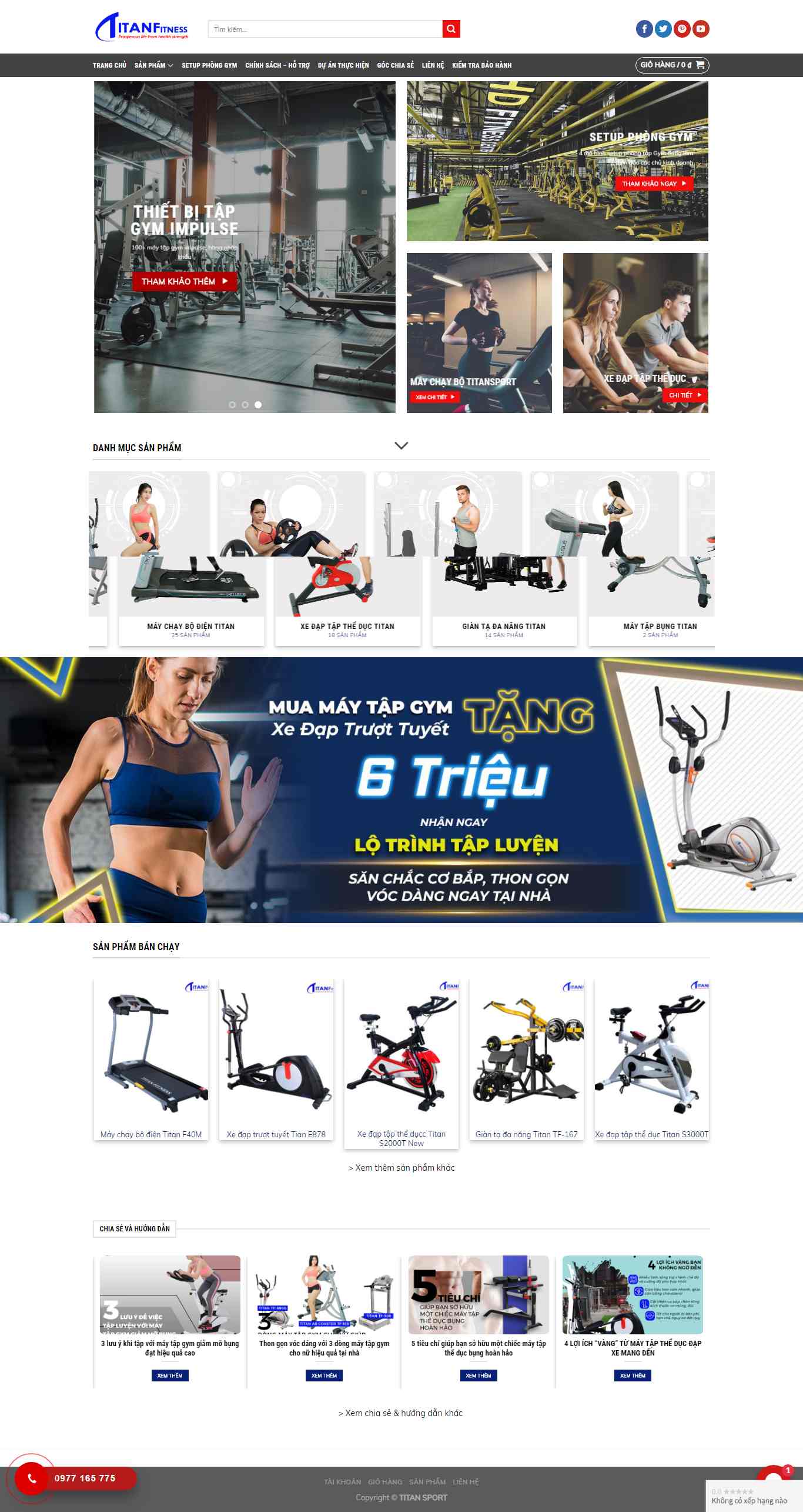 Thiết kế trang Web thiết bị gym - titansport.com.vn