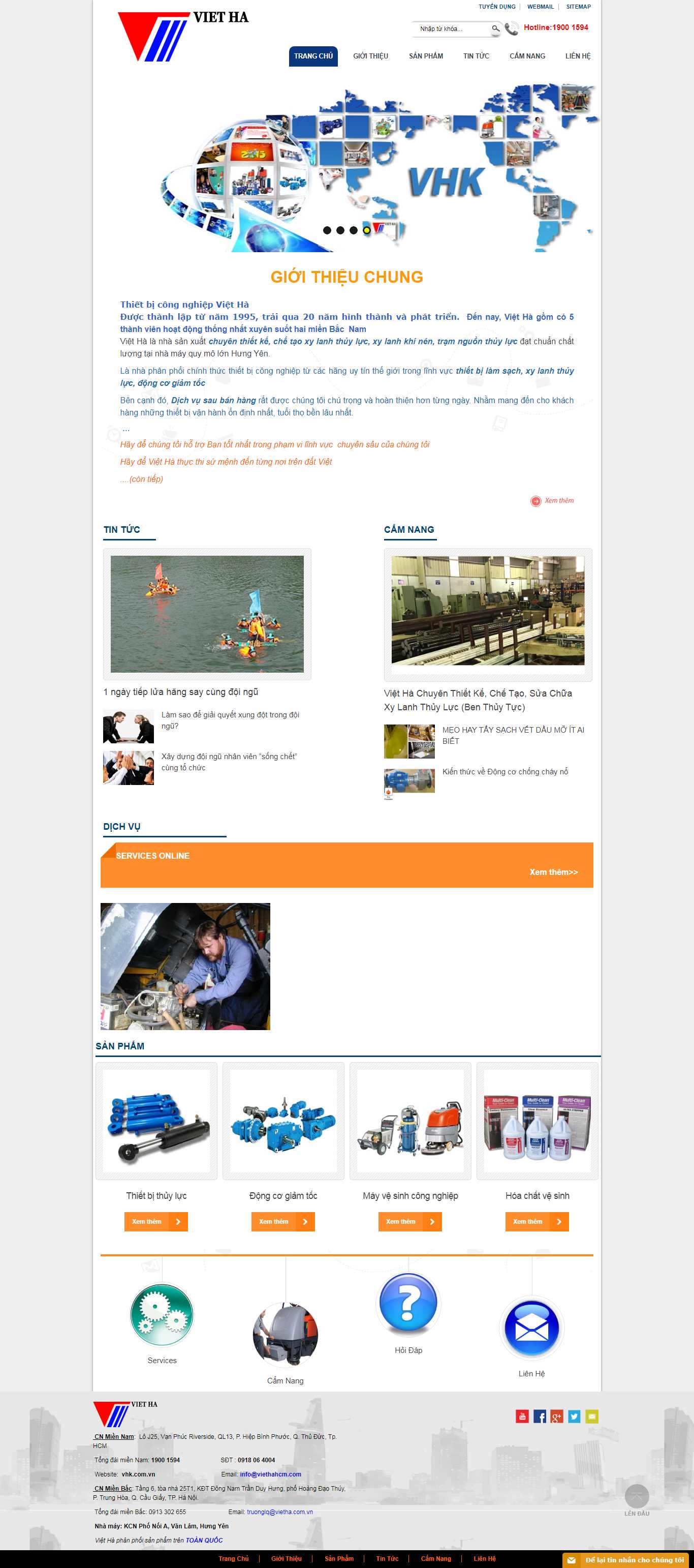 Thiết kế trang Web thiết bị công nghiệp - www.vhk.com.vn