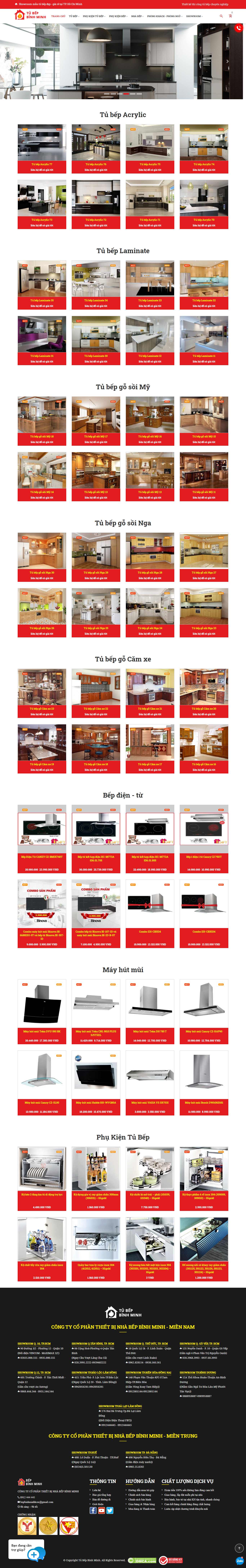 Thiết kế trang Web tủ bếp - tubepbinhminh.com