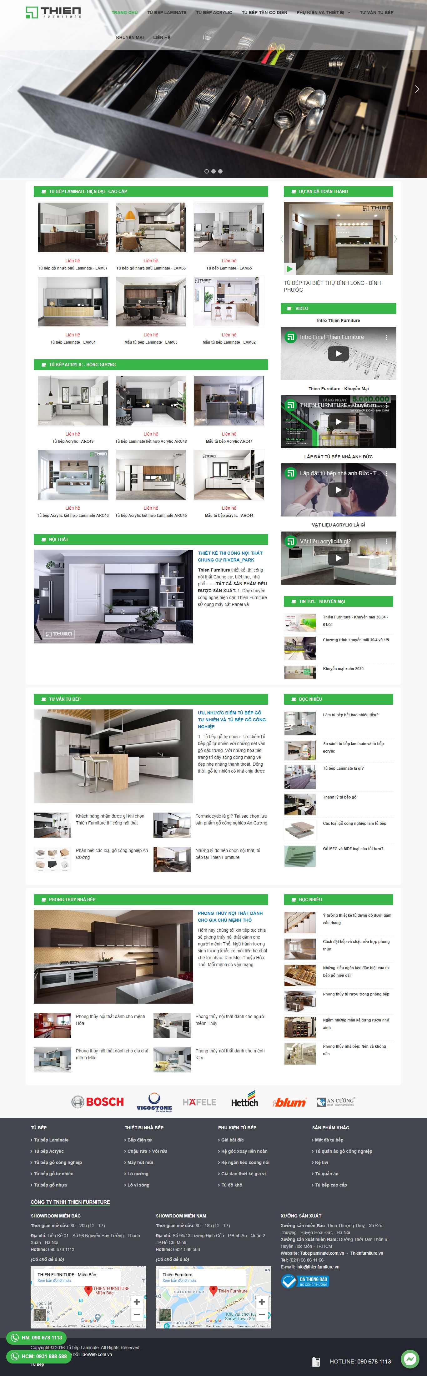 Thiết kế trang Web tủ bếp - tubeplaminate.com.vn