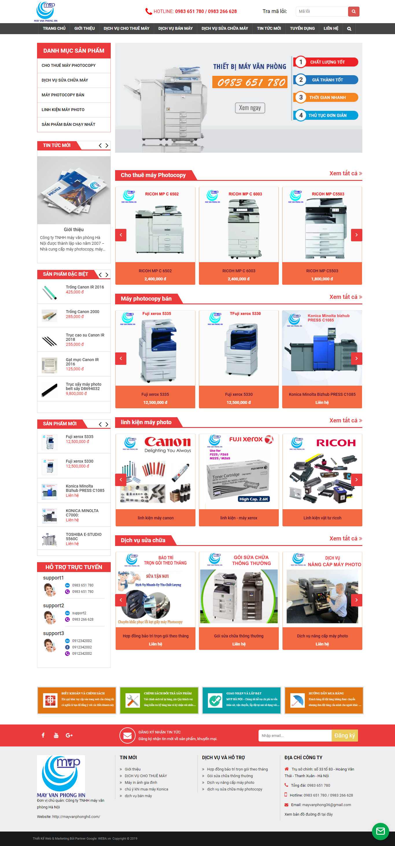 Thiết kế trang Web máy văn phòng - mayvanphonghd.com