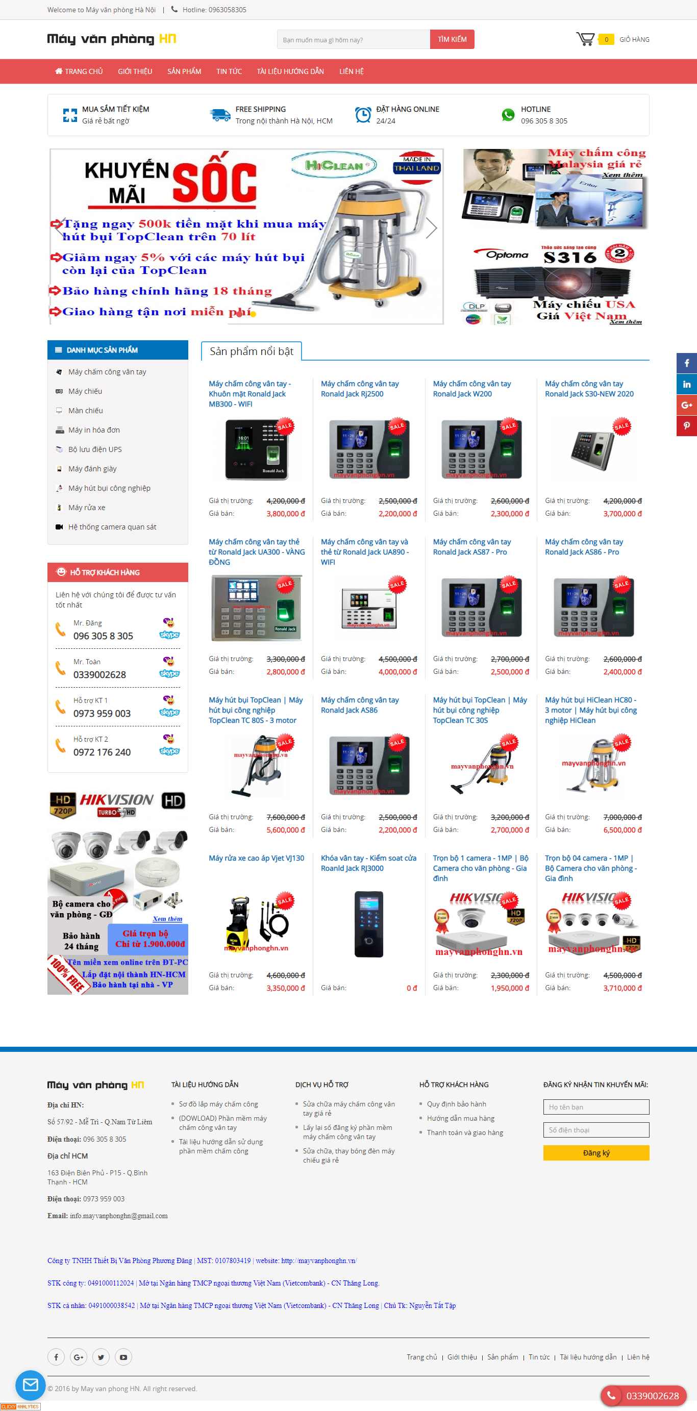 Thiết kế trang Web máy văn phòng - mayvanphonghn.vn