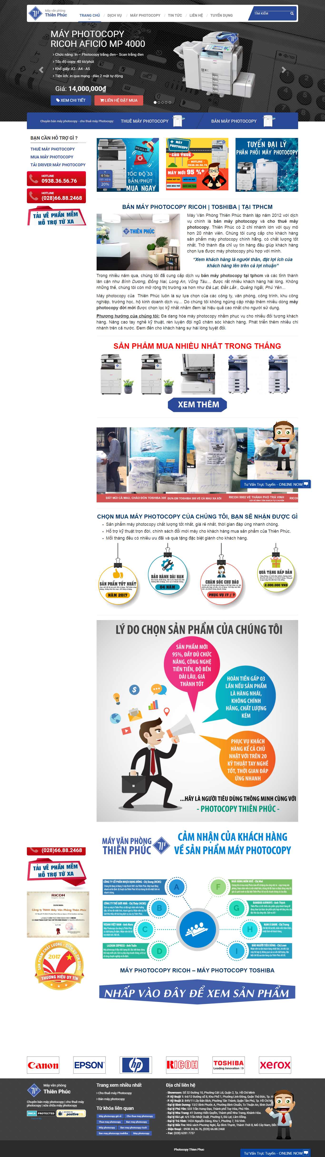 Thiết kế trang Web máy văn phòng - thienphuc.vn