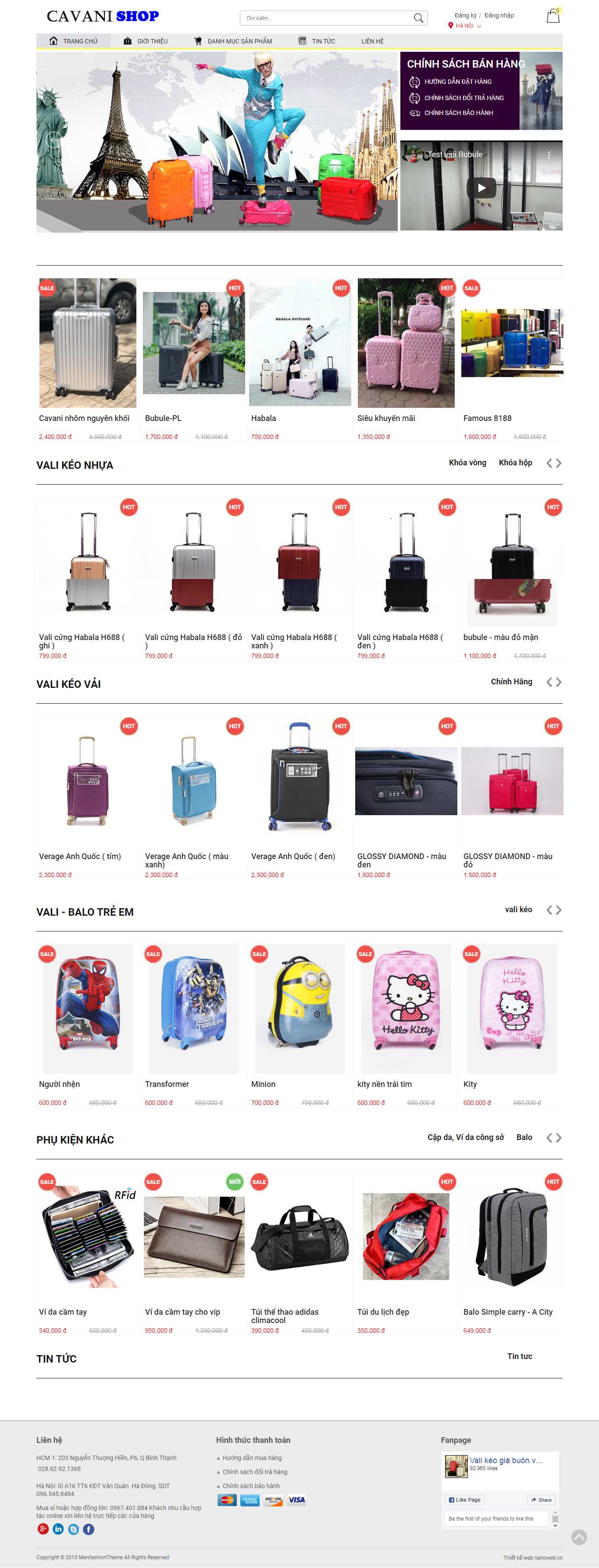 Thiết kế trang Web cửa hàng vali - valikeogiabuon.com