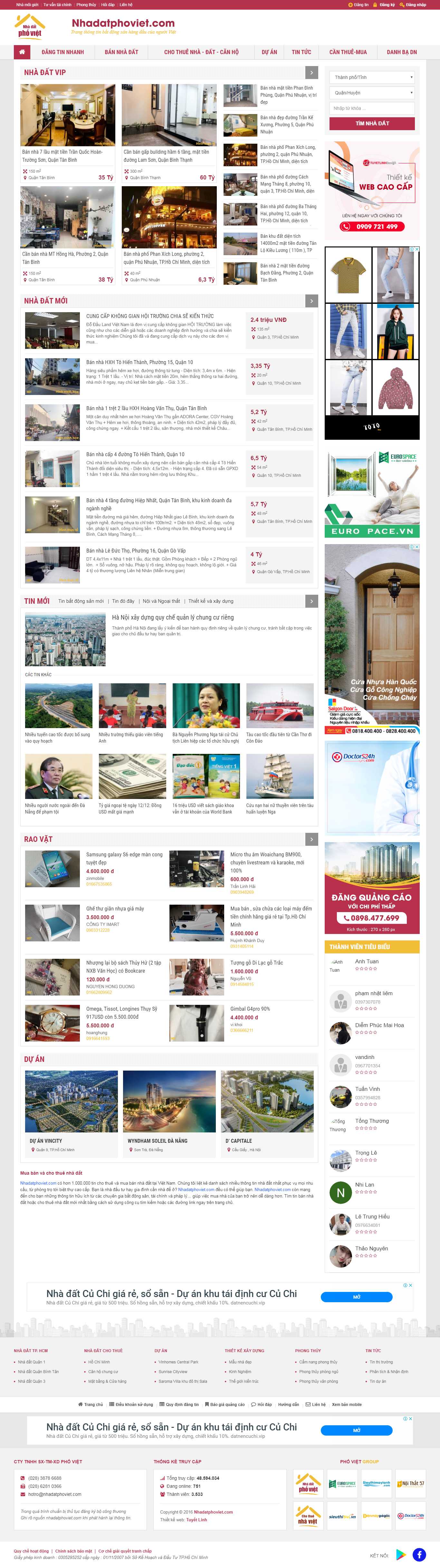 Thiết kế trang Web mua bán nhà đất - nhadatphoviet.com