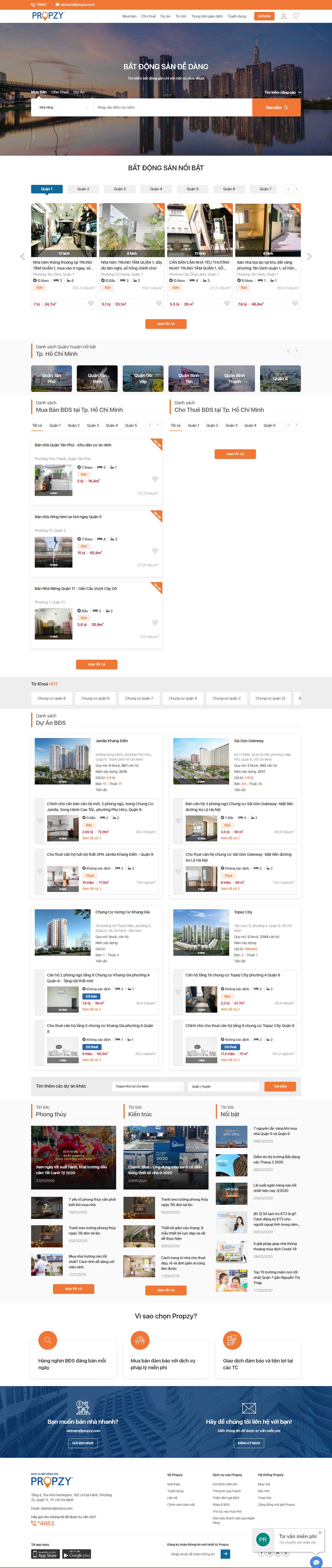 Thiết kế trang Web mua bán nhà đất - propzy.vn