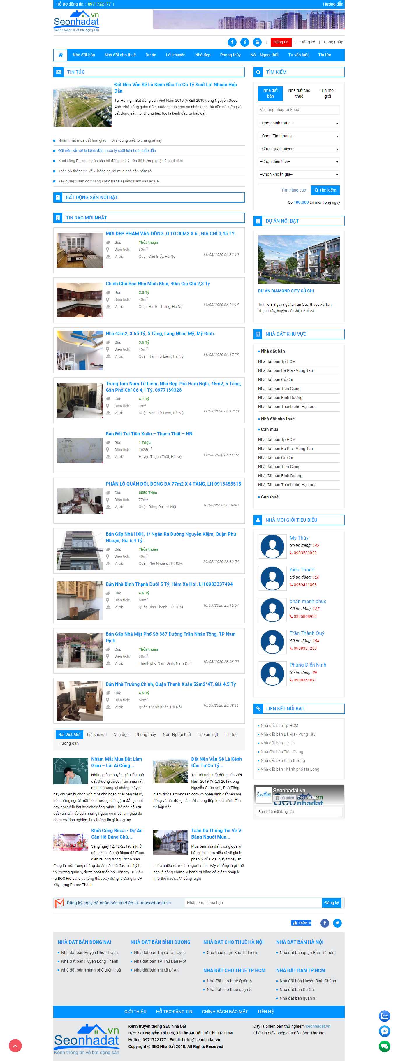 Thiết kế trang Web mua bán nhà đất - seonhadat.vn