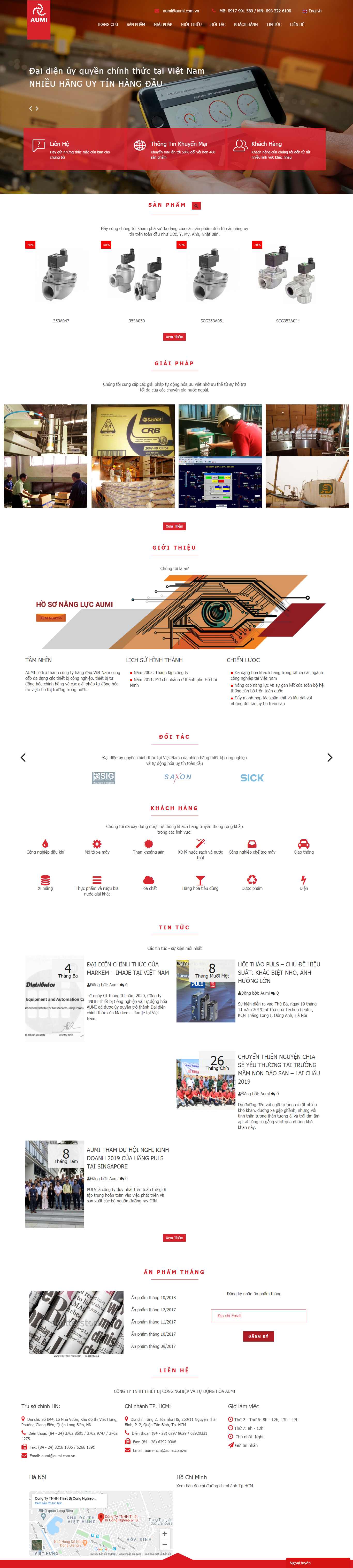 Thiết kế trang Web thiết bị công nghiệp - aumi.com.vn