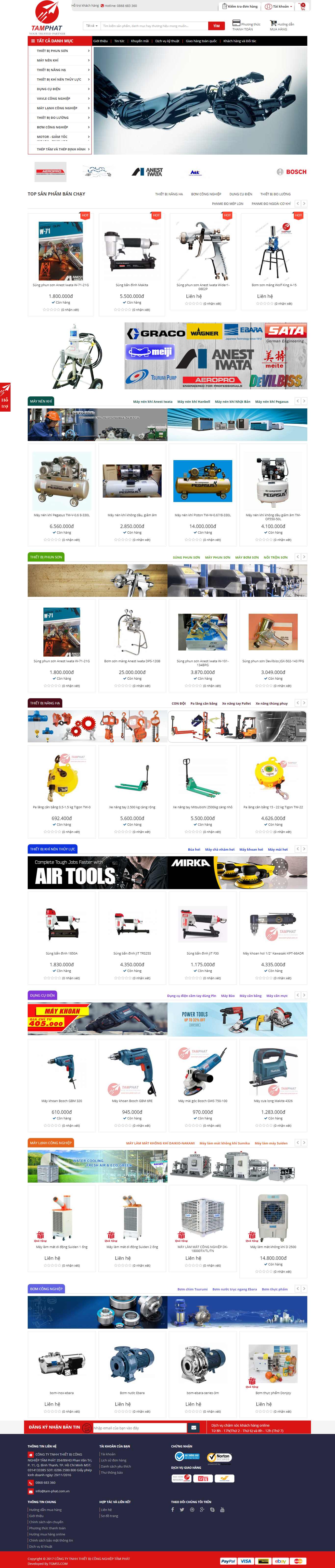 Thiết kế trang Web thiết bị công nghiệp - tam-phat.com.vn