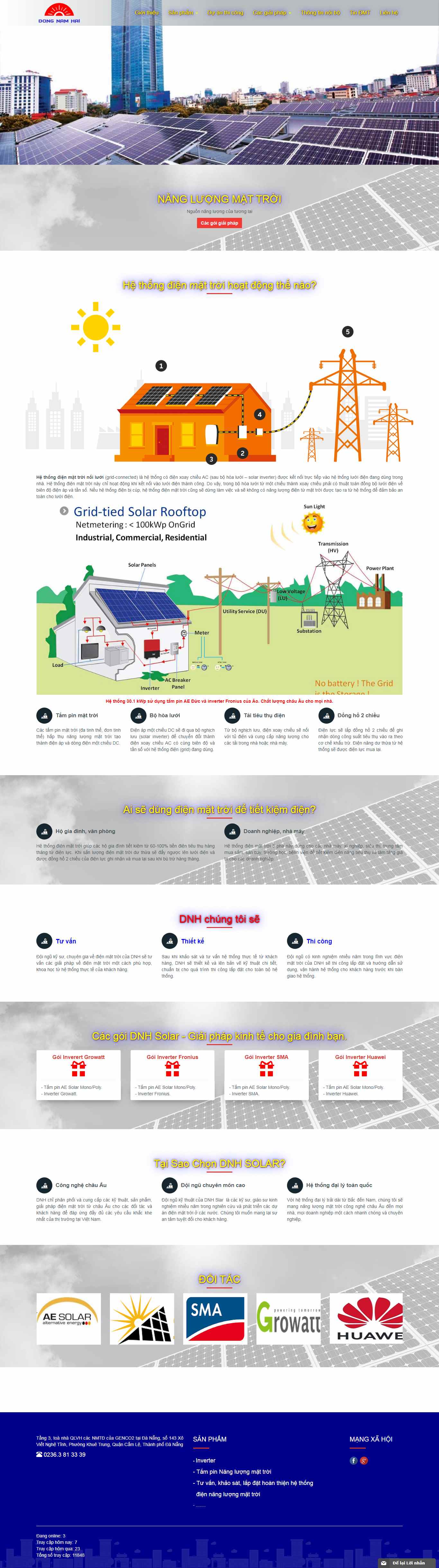 Thiết kế trang Web hệ thống điện mặt trời - dnhsolar.com
