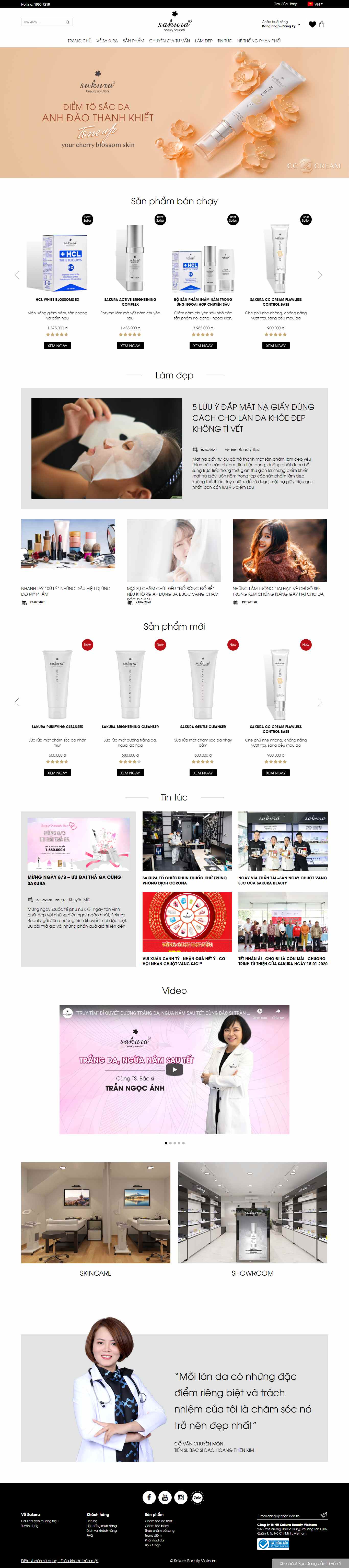 Thiết kế trang Web dược mỹ phẩm - sakurabeauty.vn