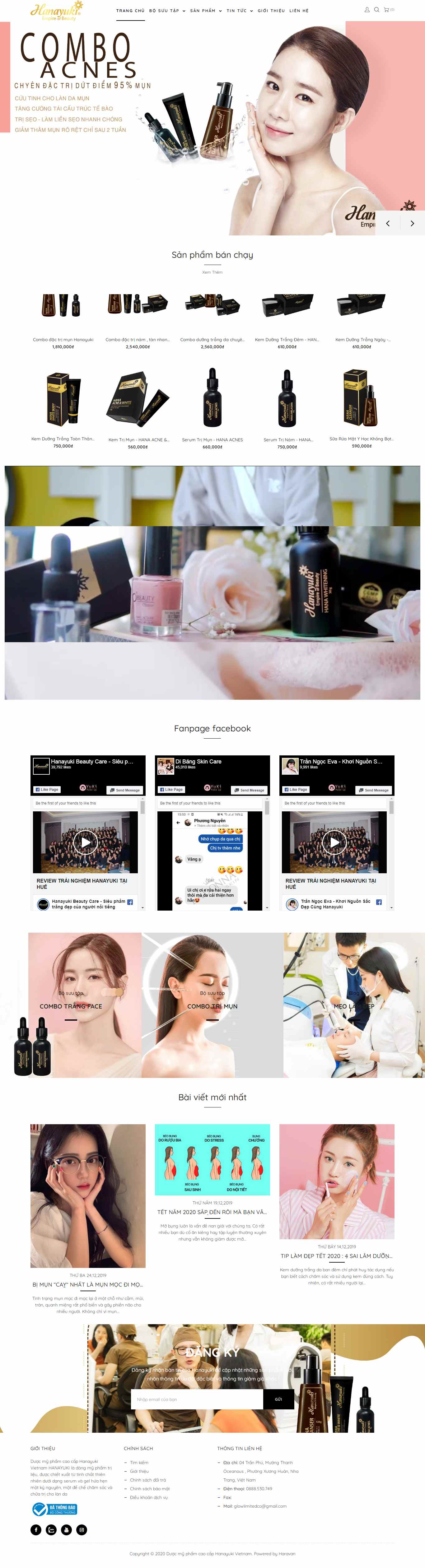 Thiết kế trang Web dược mỹ phẩm - hanayukivietnam.com