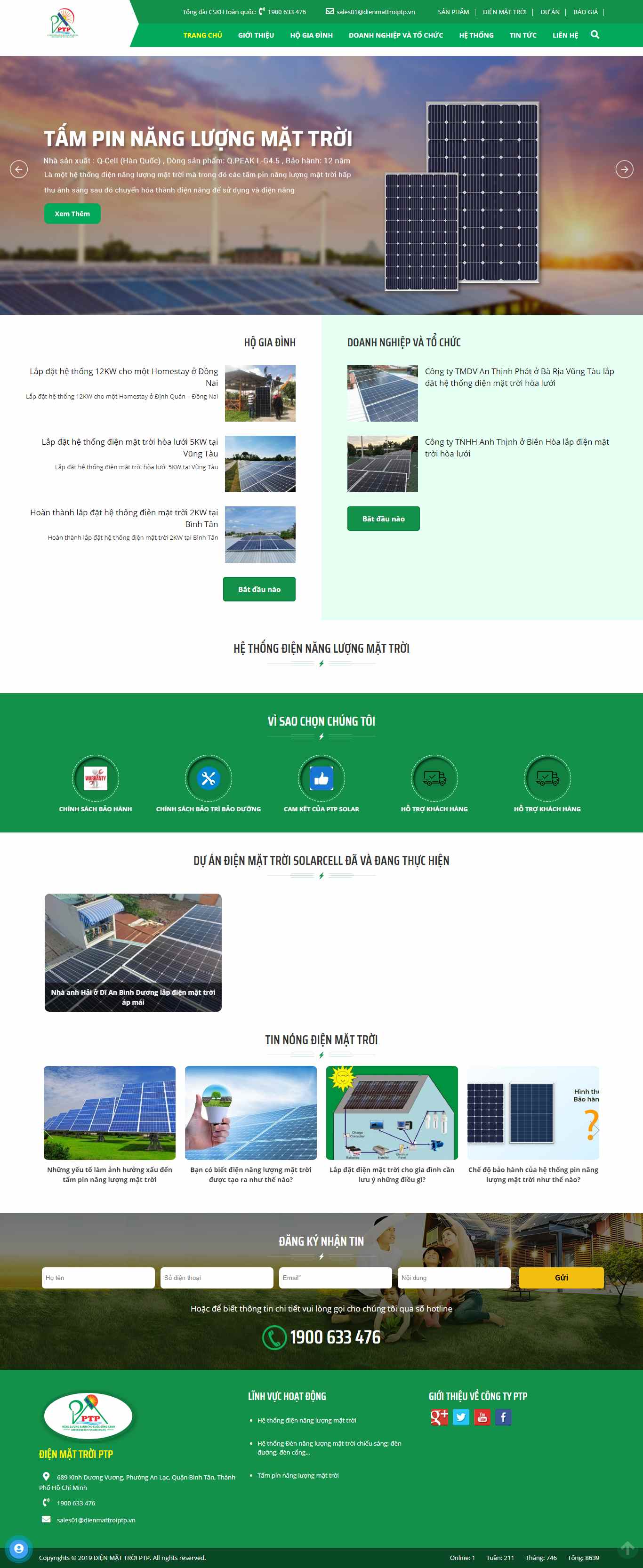 Thiết kế trang Web hệ thống điện mặt trời - dienmattroiptp.vn