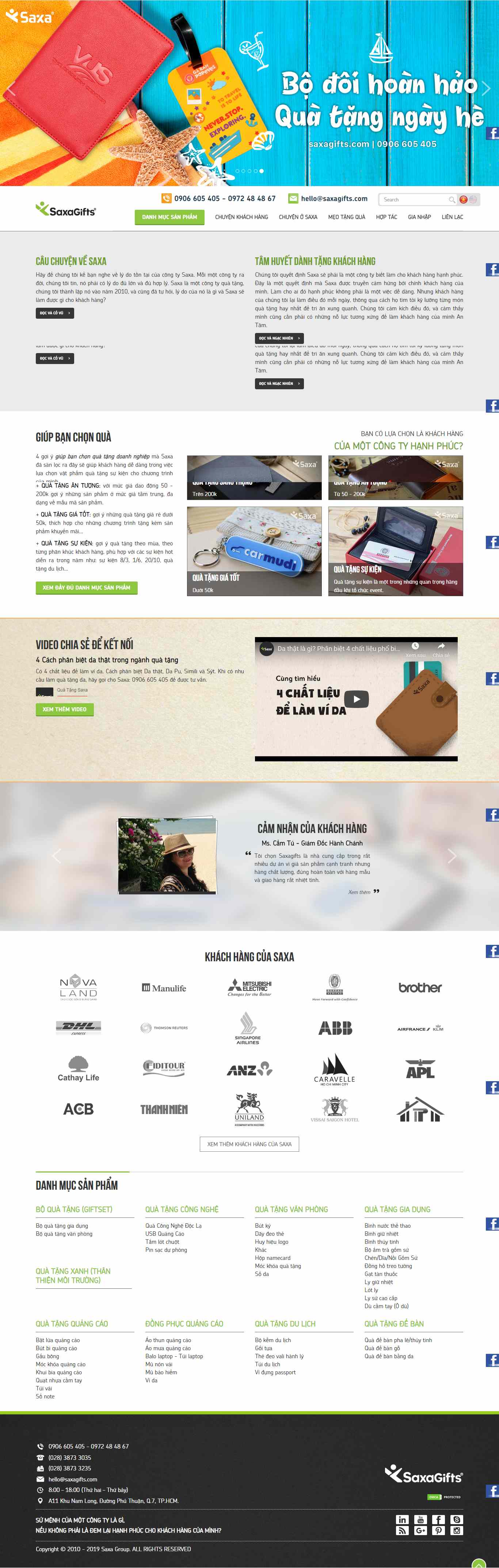 Thiết kế trang Web quà tặng doanh nghiệp - saxagifts.com