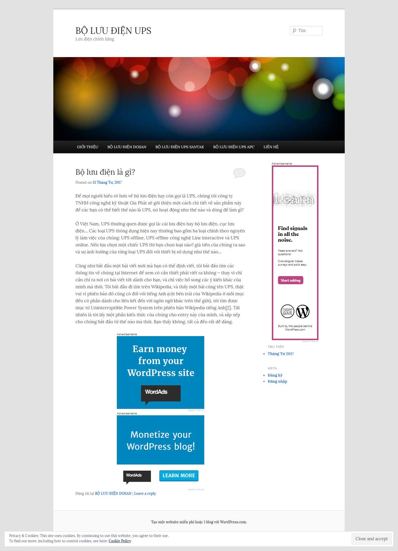 Thiết kế trang Web bộ lưu điện - boluudienupss.wordpress.com