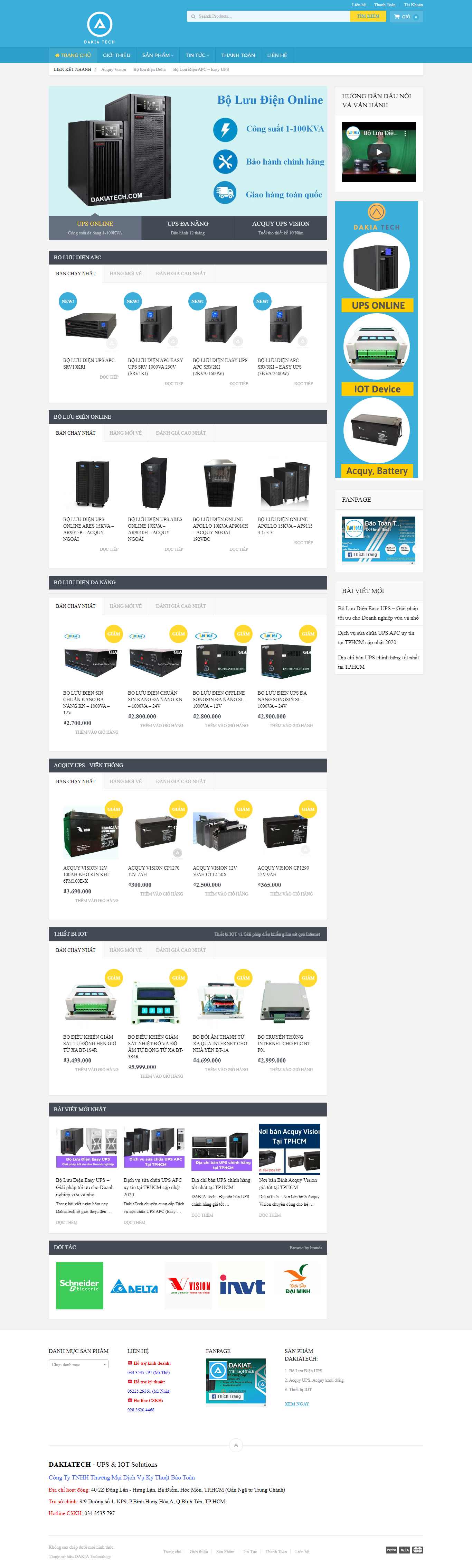 Thiết kế trang Web bộ lưu điện - dakiatech.com