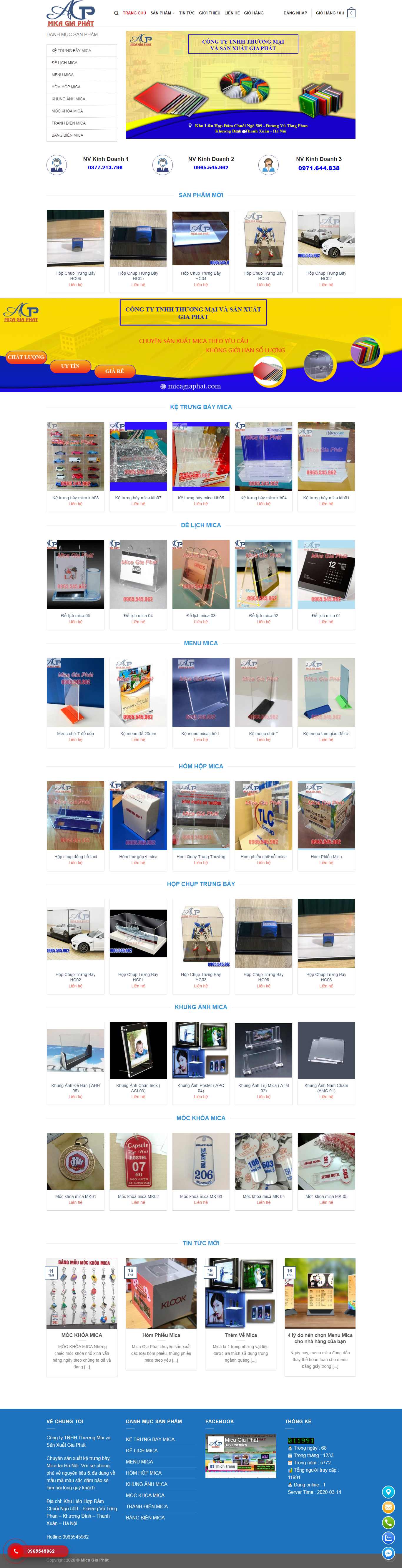 Thiết kế trang Web sản phẩm nhựa MICA - micagiaphat.com