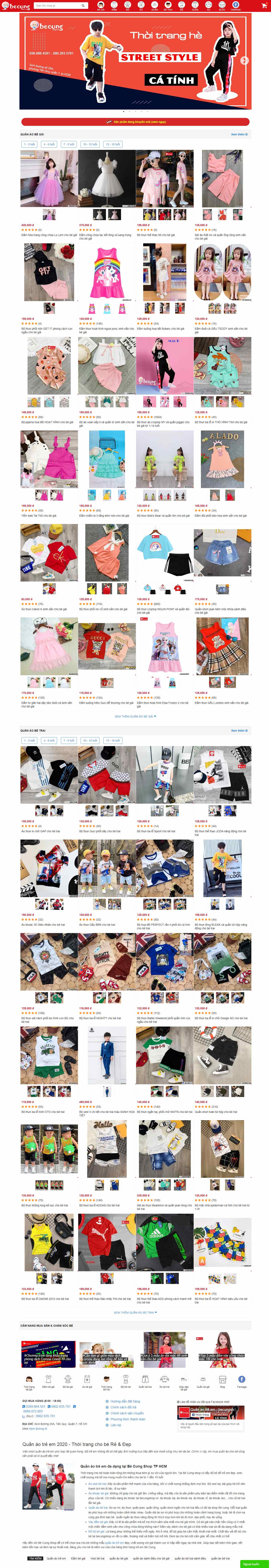 Thiết kế trang Web quần áo trẻ em - becungshop.vn