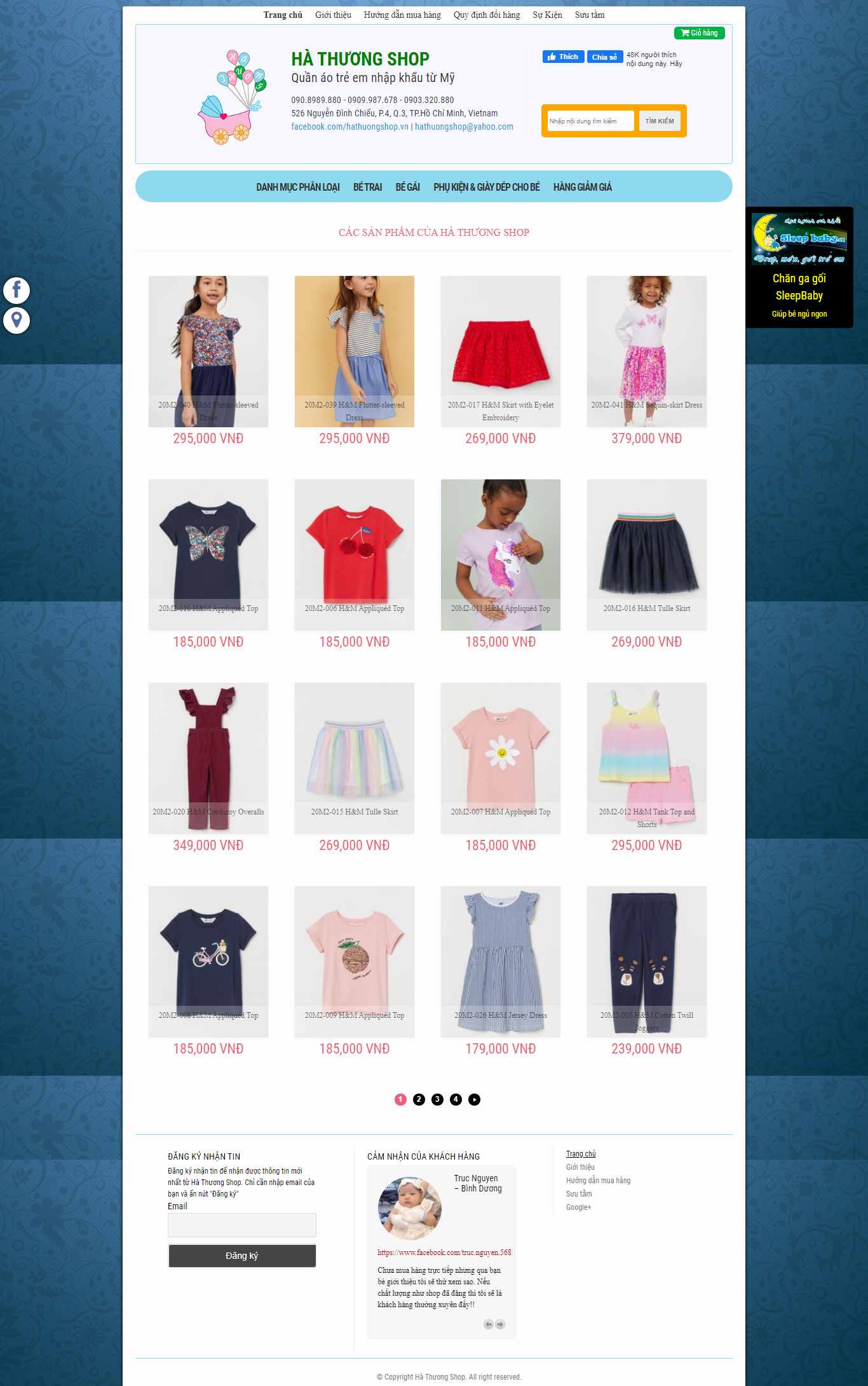 Thiết kế trang Web quần áo trẻ em - www.hathuongshop.vn