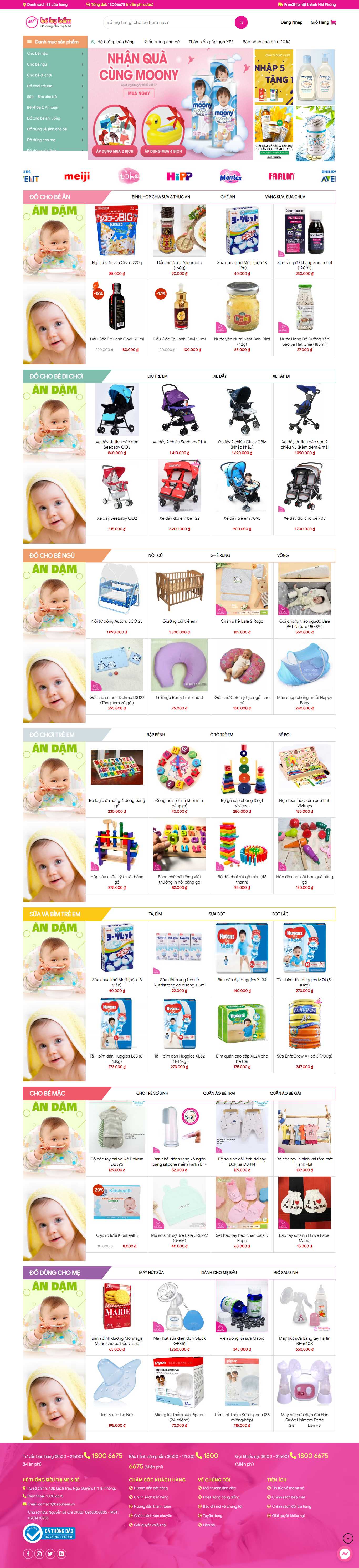 Thiết kế trang Web bỉm sữa - bebubam.vn