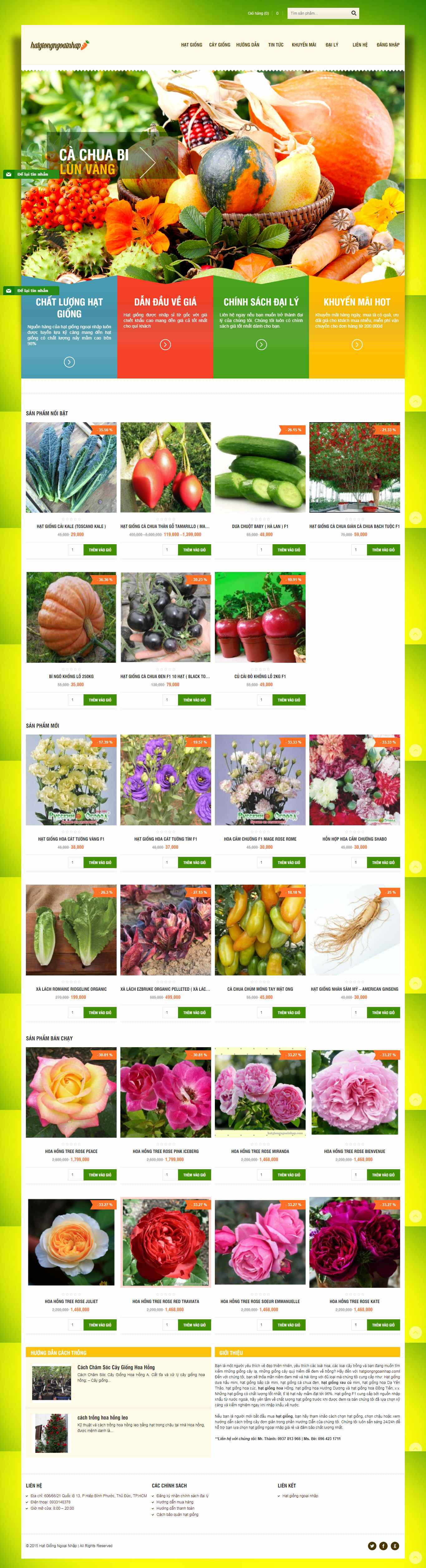 Thiết kế trang Web hạt giống cây trồng - hatgiongngoainhap.com