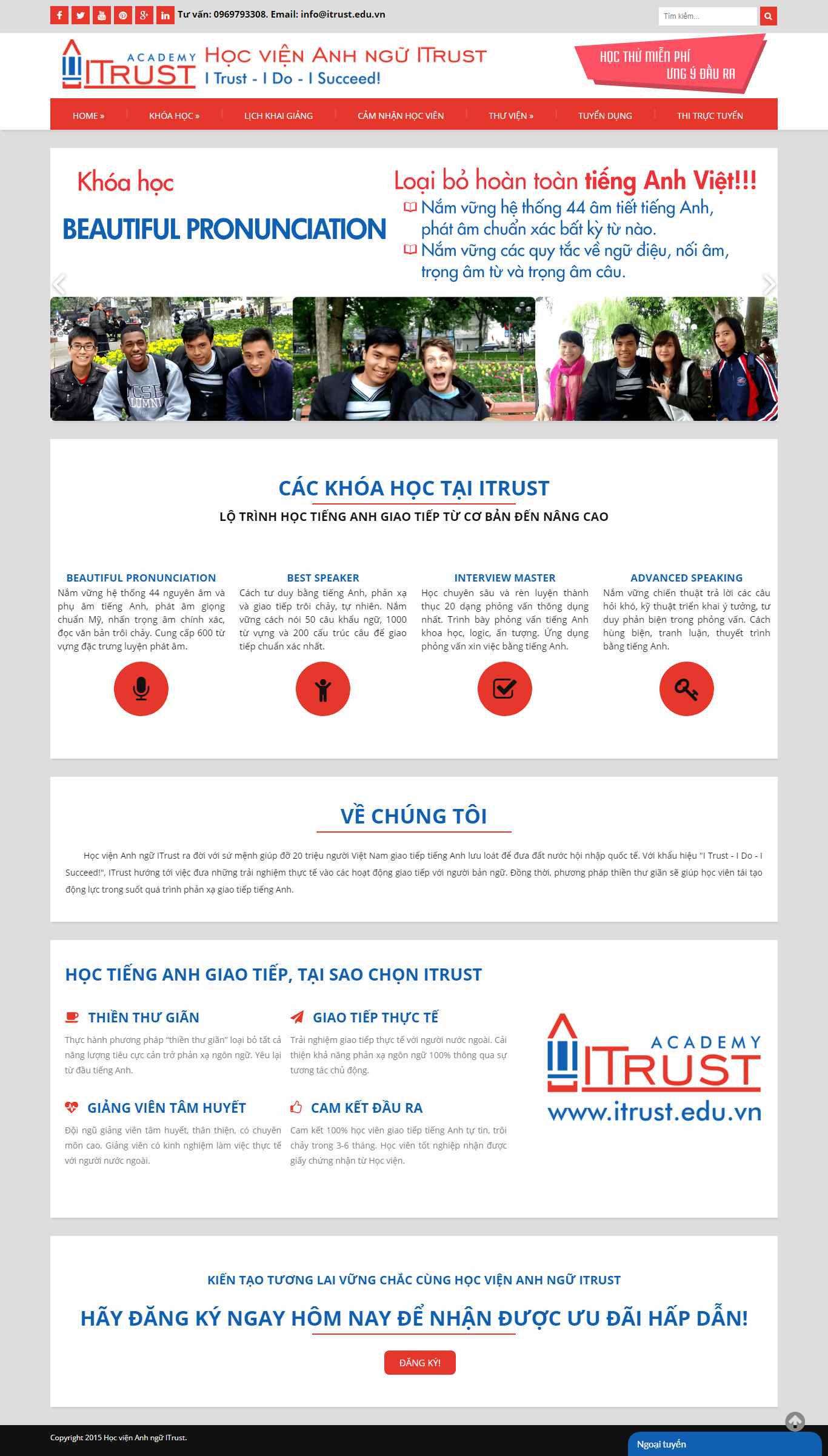 Thiết kế trang Web học viện anh ngữ - itrust.edu.vn