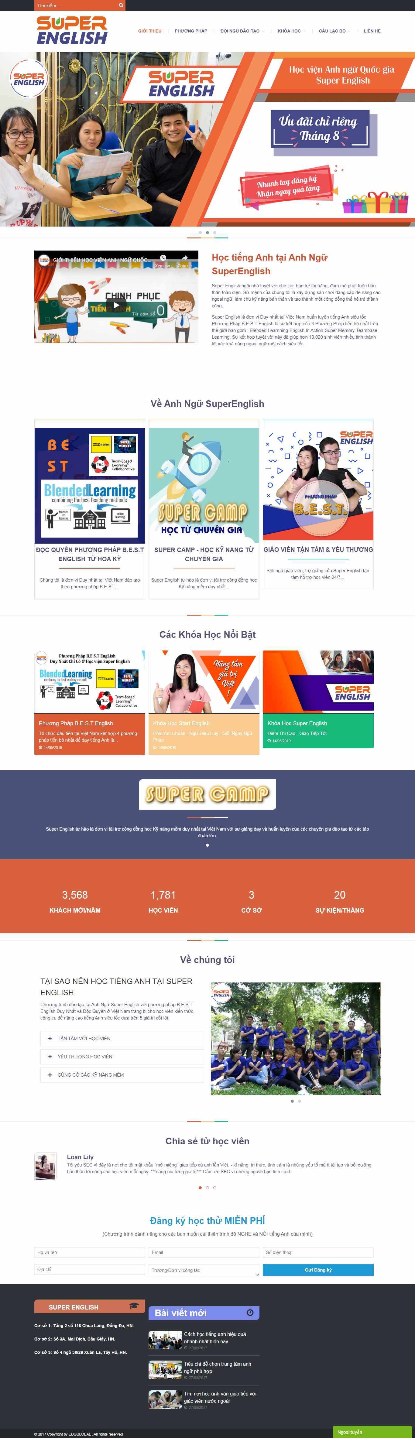 Thiết kế trang Web học viện anh ngữ - www.anhngusuperenglish.edu.vn