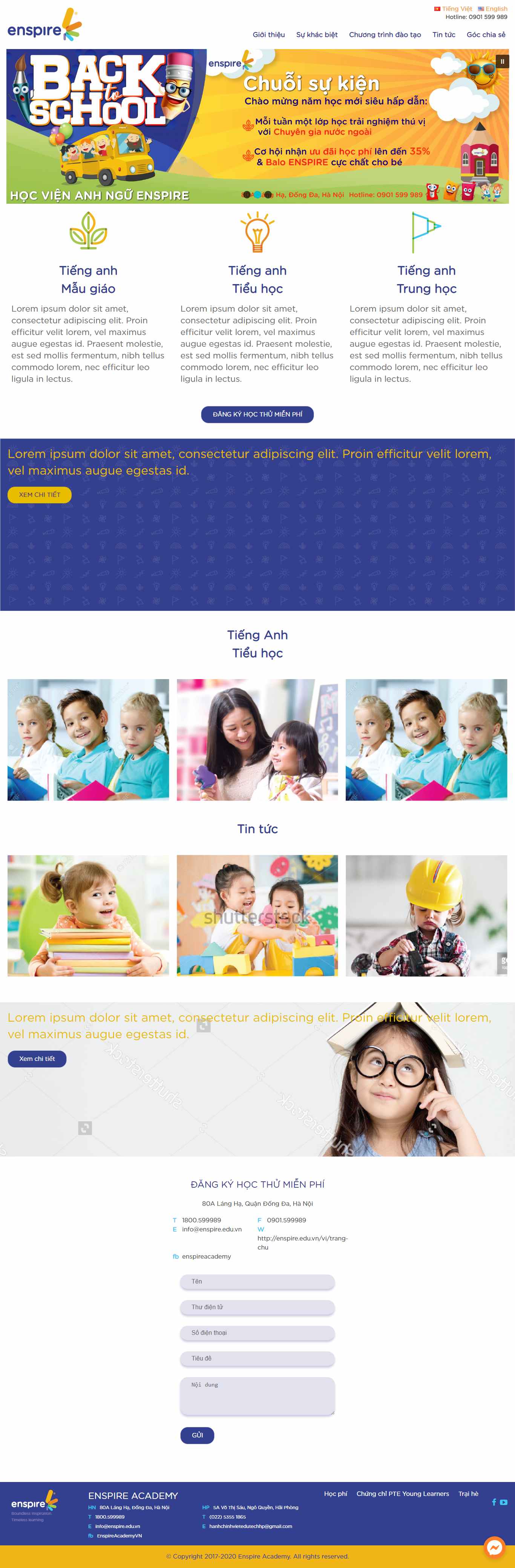 Thiết kế trang Web học viện anh ngữ - enspire.edu.vn