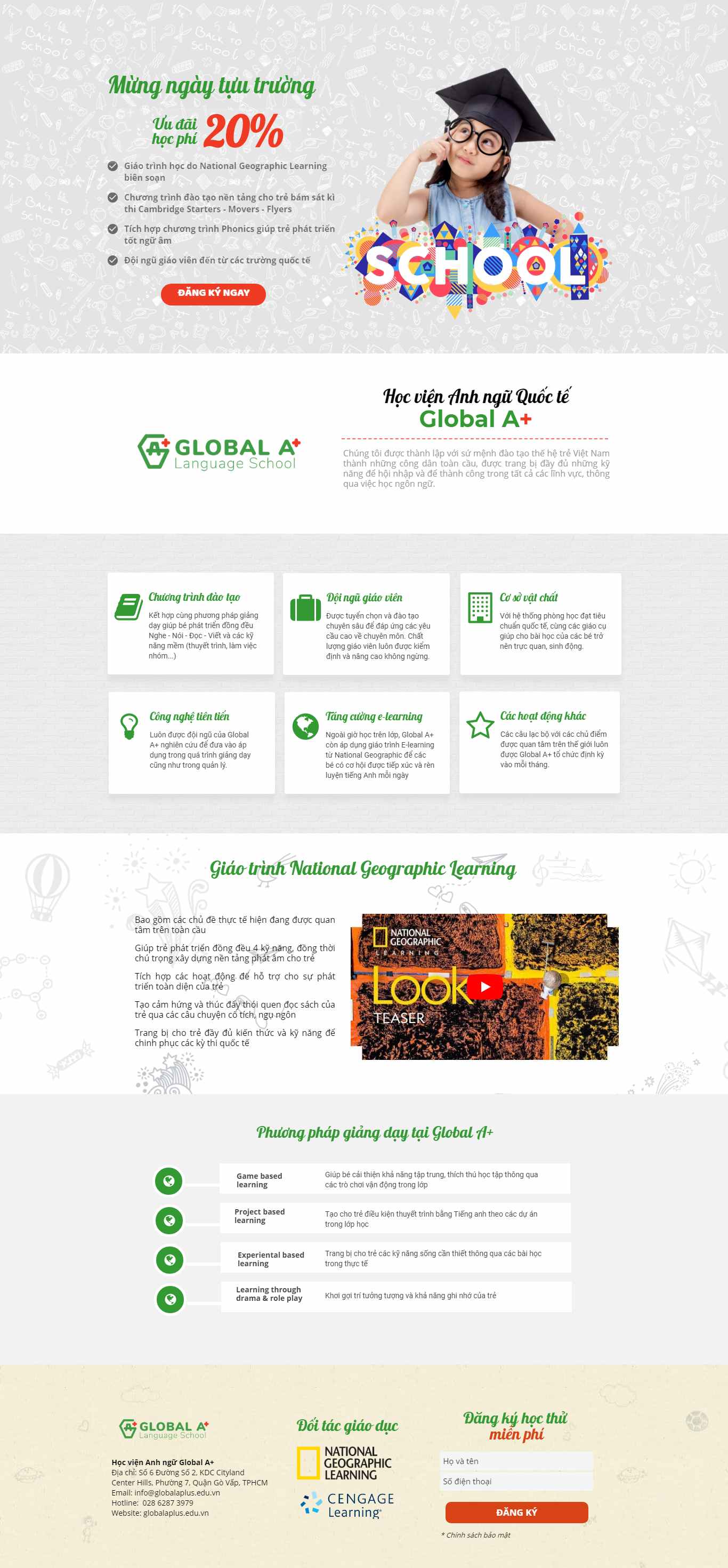 Thiết kế trang Web học viện anh ngữ - www.globalaplus.edu.vn