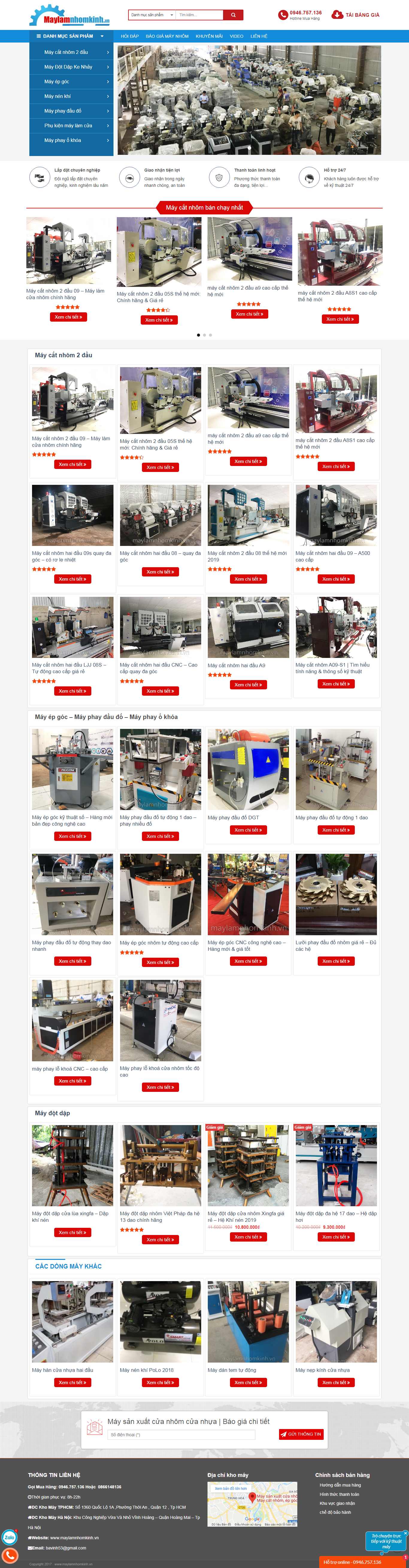 Thiết kế trang Web máy làm cửa nhôm - maylamnhomkinh.vn