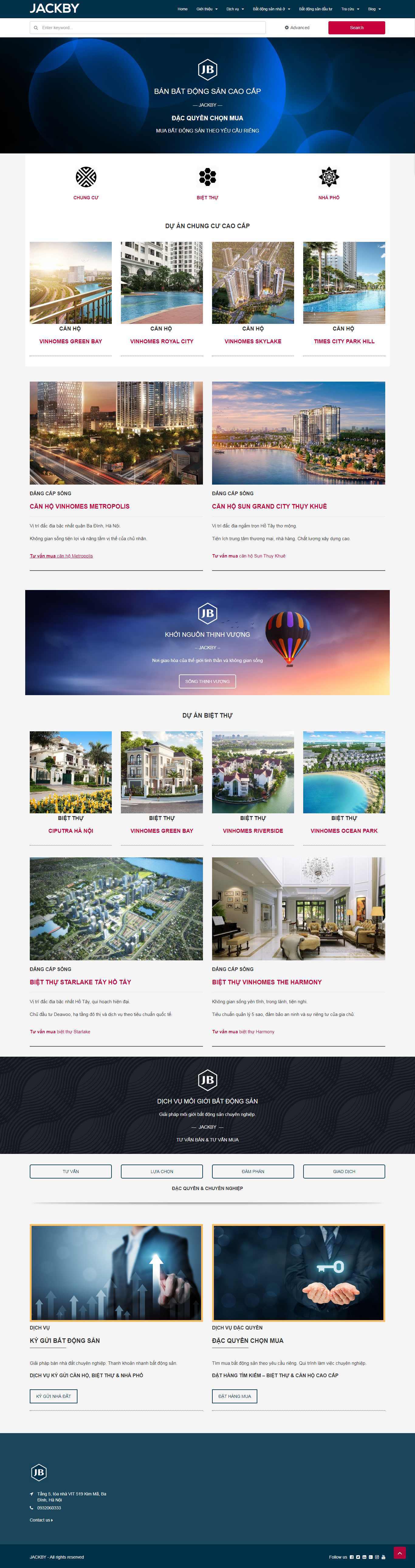 Thiết kế trang Web dự án bất động sản - jackby.com