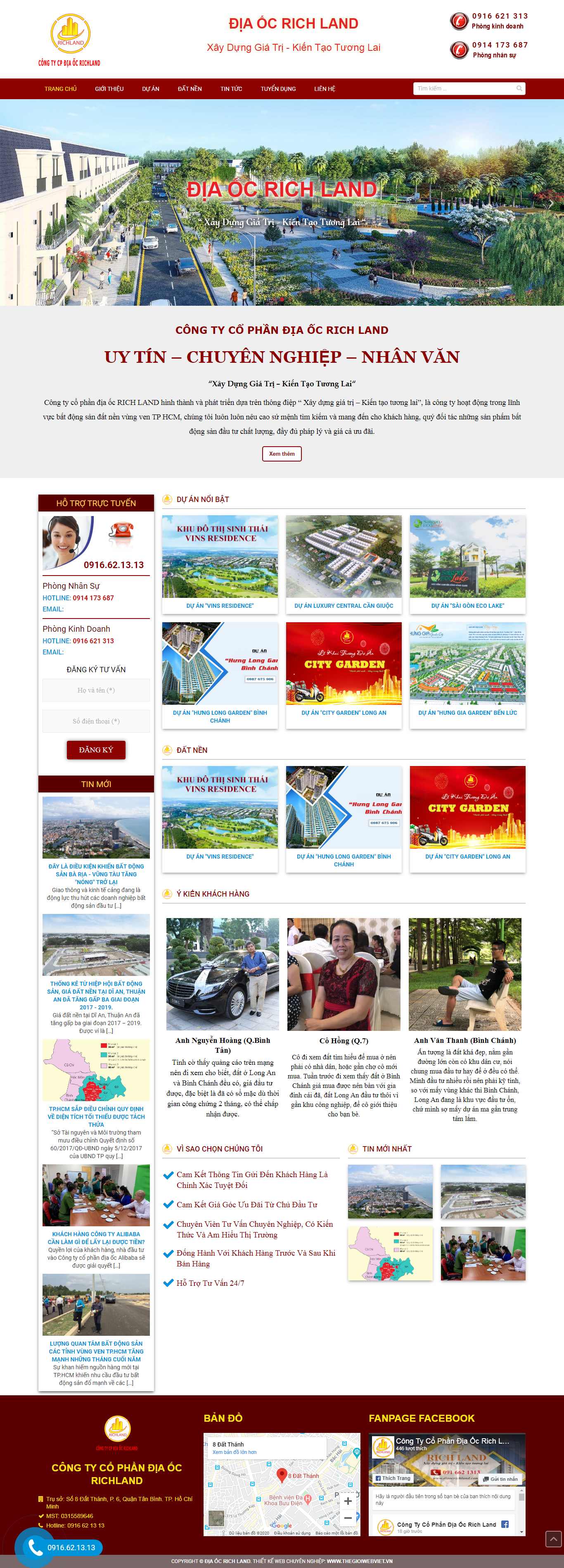 Thiết kế trang Web dự án bất động sản - diaocrichland.com