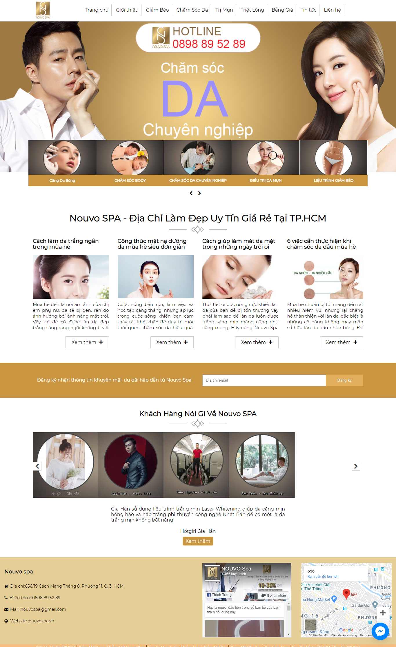 Thiết kế trang Web spa làm đẹp - nouvospa.vn