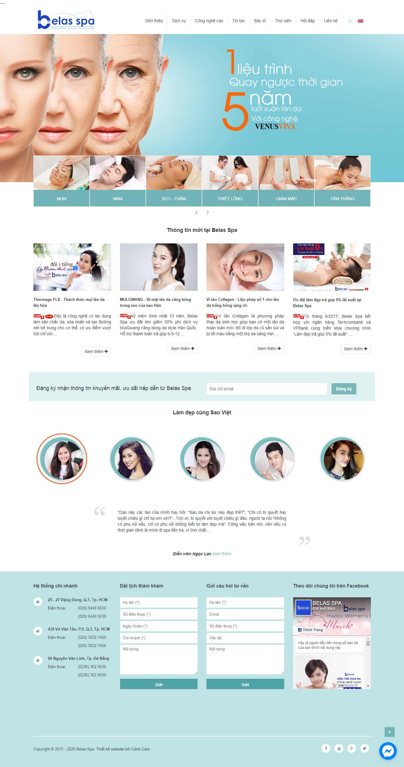 Thiết kế trang Web spa làm đẹp - www.belasspa.com