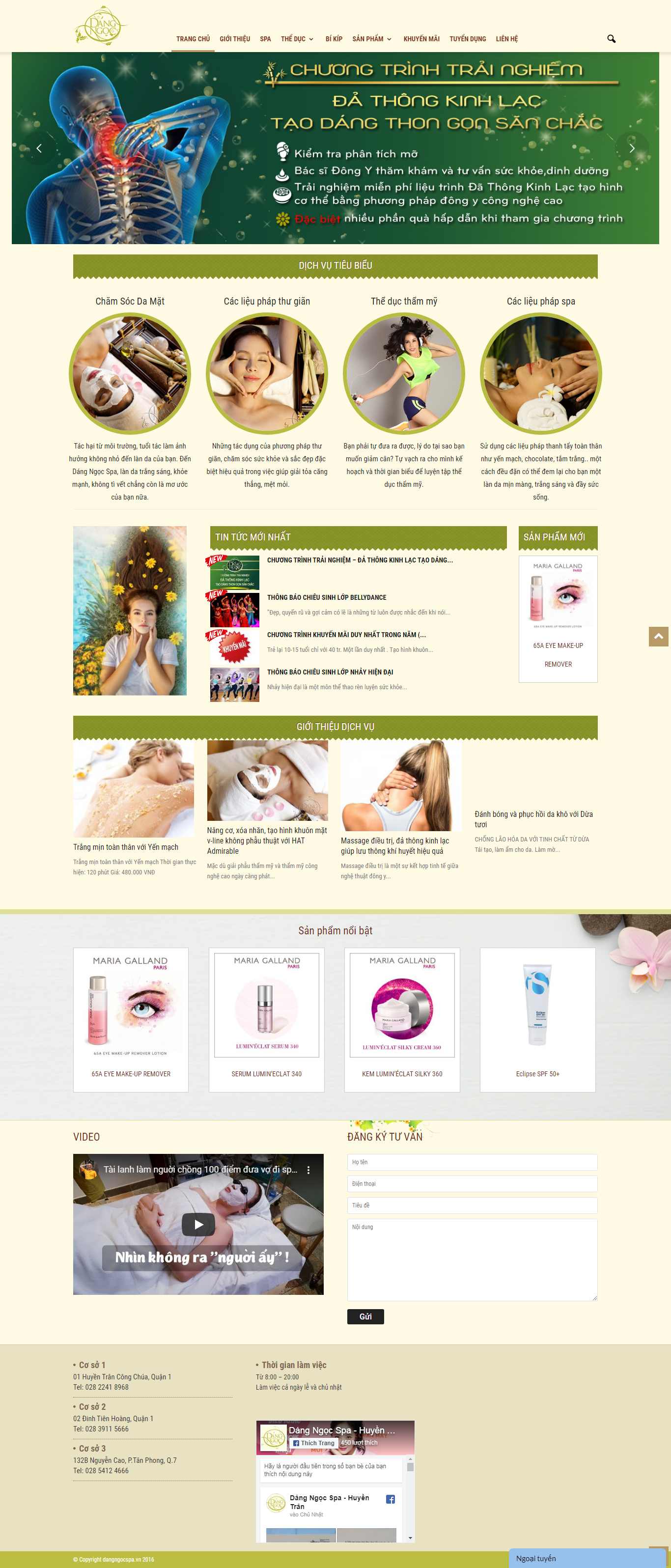 Thiết kế trang Web spa làm đẹp - dangngocspa.vn