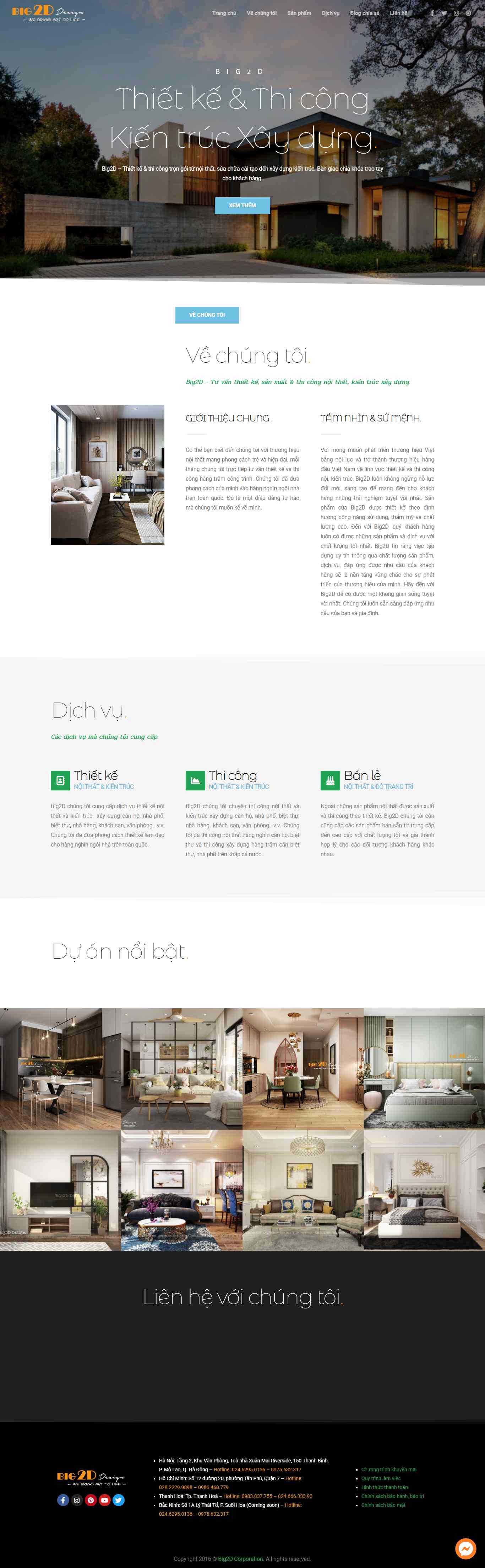 Thiết kế trang Web thi công nội thất - big2d.vn