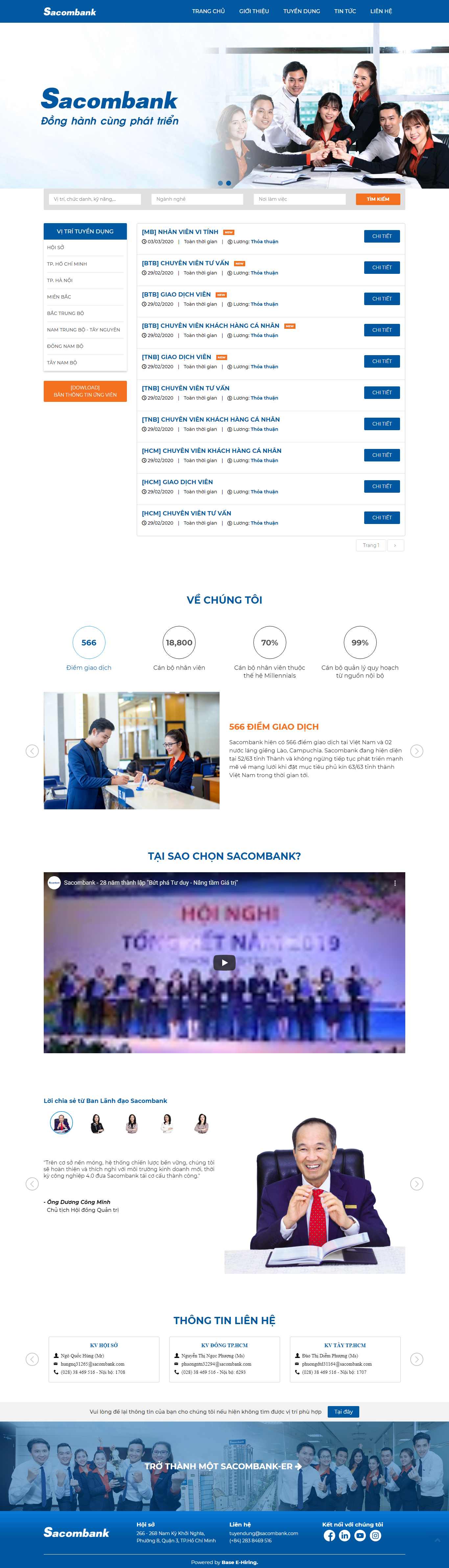 Thiết kế trang Web tuyển dụng lao động - sacombankcareer.com