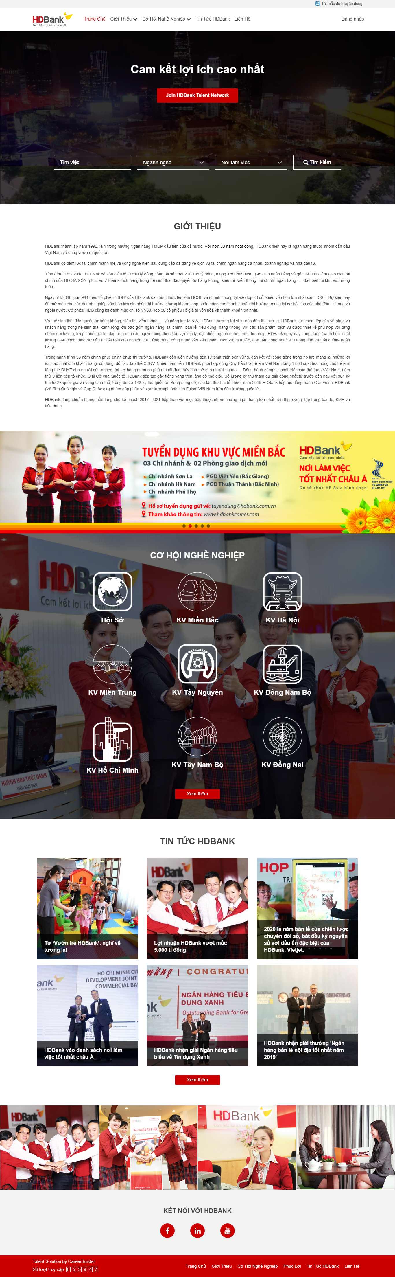 Thiết kế trang Web tuyển dụng lao động - hdbankcareer.com
