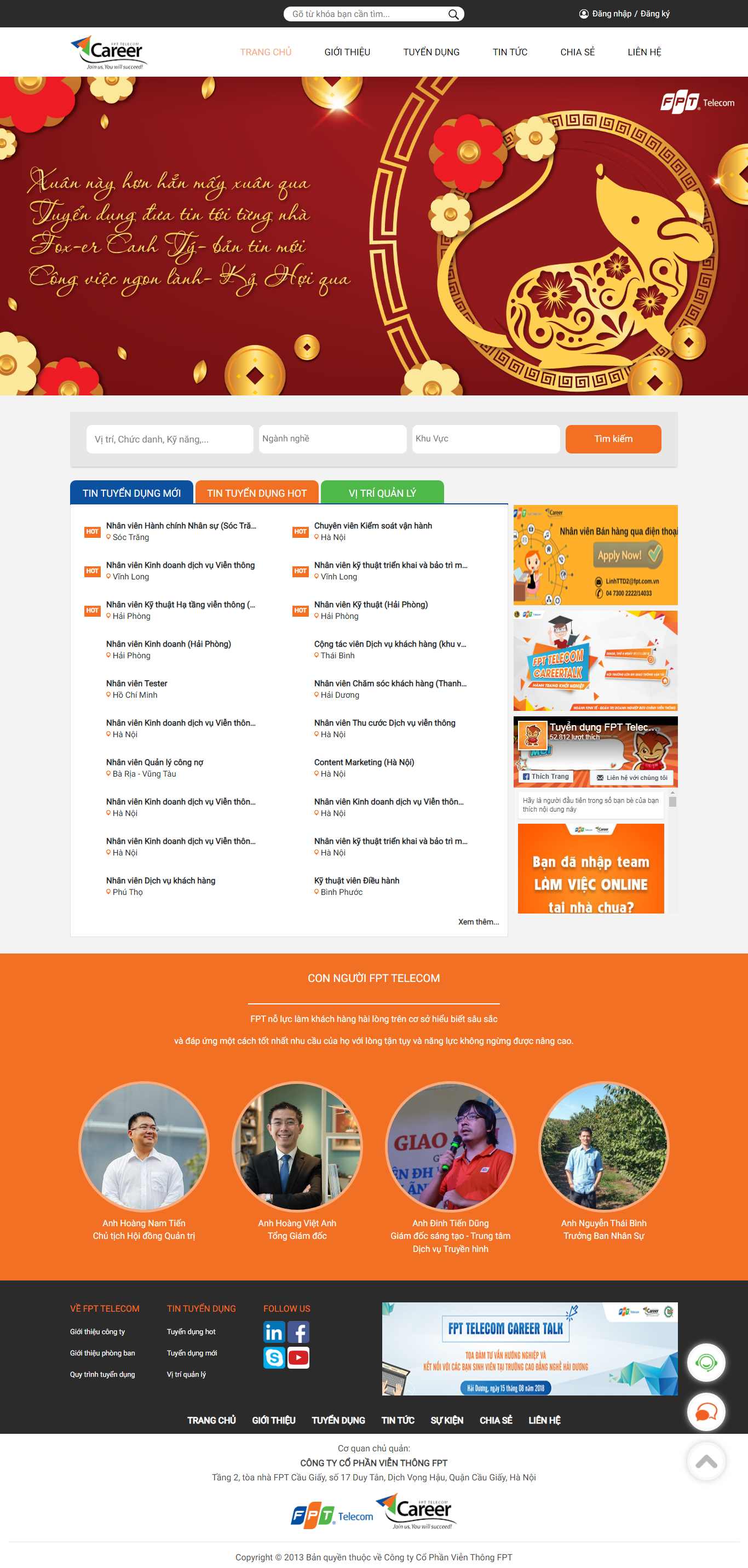 Thiết kế trang Web tuyển dụng lao động - fptjobs.com