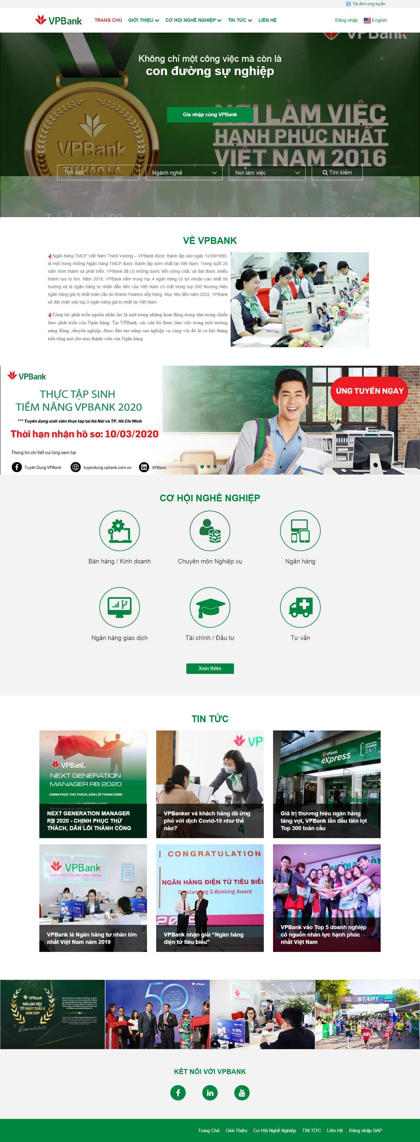 Thiết kế trang Web tuyển dụng lao động - tuyendung.vpbank.com.vn