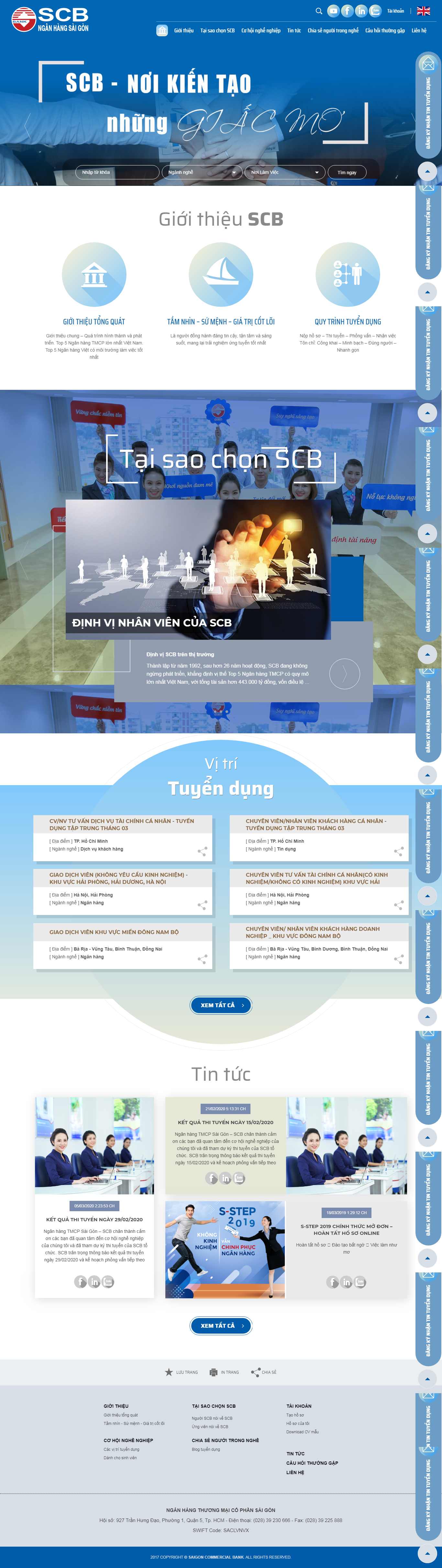 Thiết kế trang Web tuyển dụng lao động - tuyendung.scb.com.vn