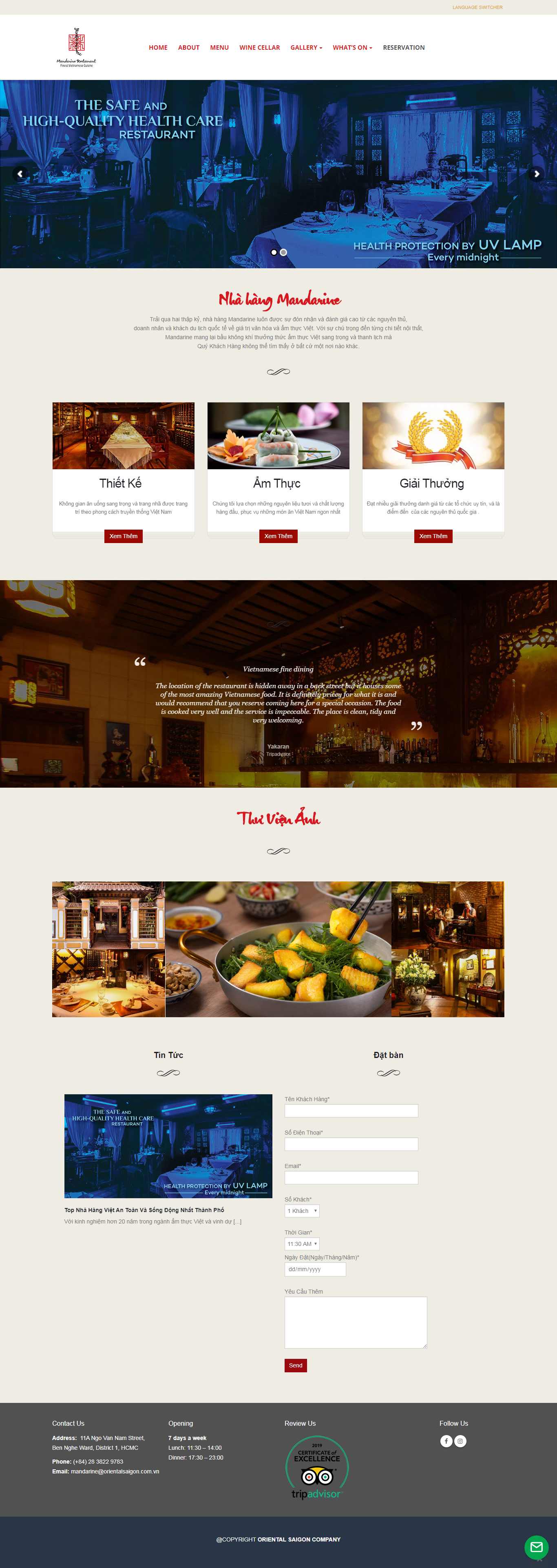 Thiết kế trang Web nhà hàng ẩm thực - mandarine.com.vn