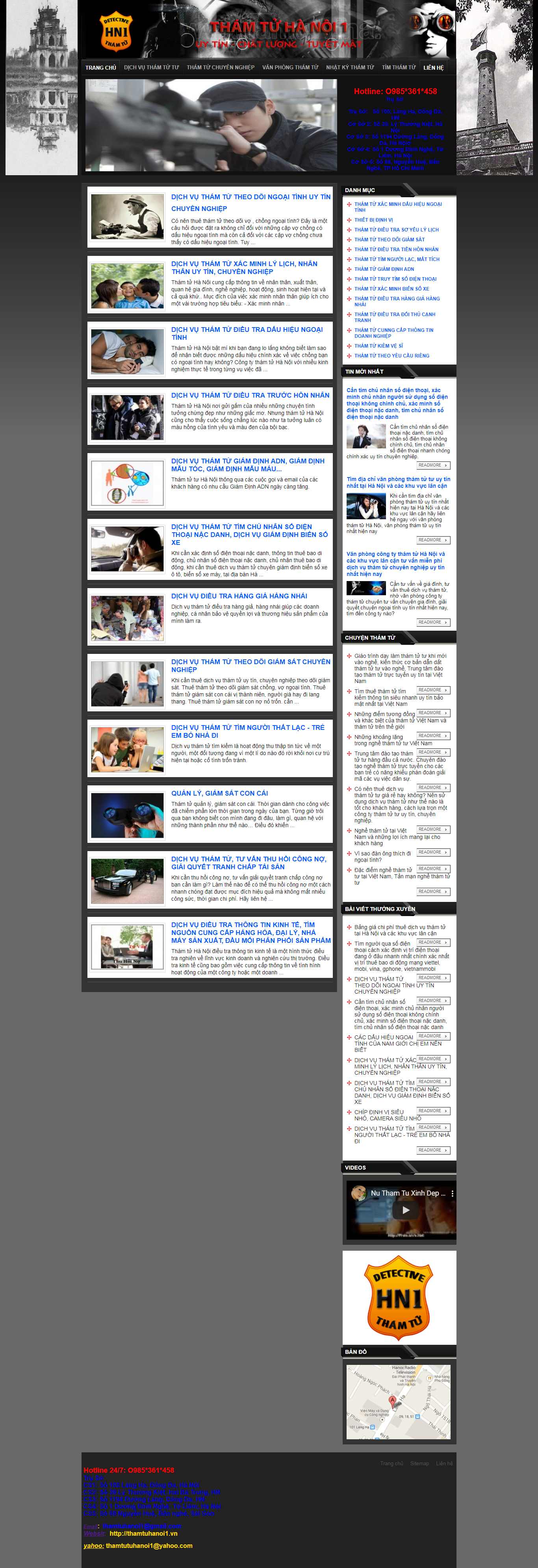 Thiết kế trang Web an ninh - thám tử - bảo vệ - thamtuhanoi1.vn