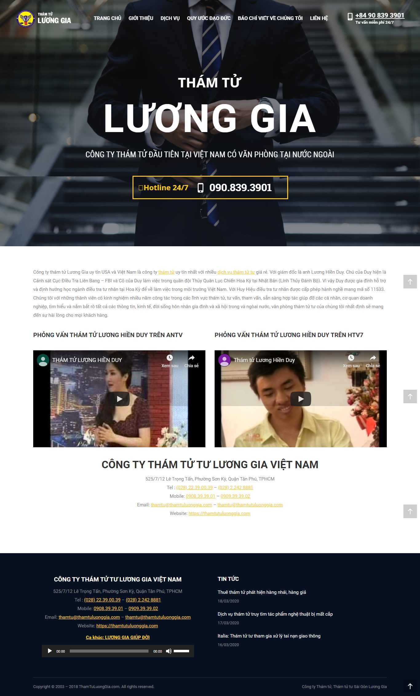 Thiết kế trang Web an ninh - thám tử - bảo vệ - thamtutuluonggia.com